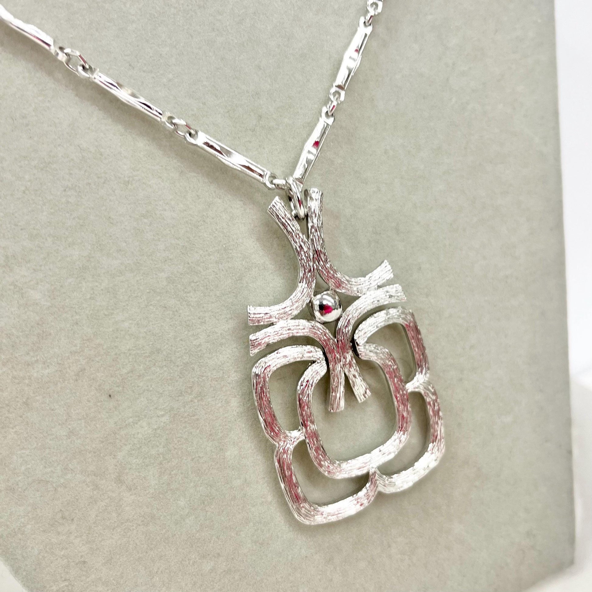 Vintage Avon Brutalist Style Pendant with a 24” Silver Tone Chain MillyOliverVintage