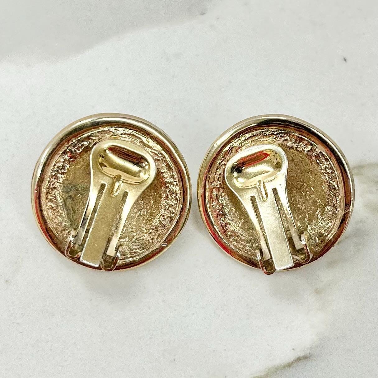 Vintage Gold Tone Round Designer Style Clip On Earrings with Diamante Crystals & Faux Pearls 1970’s - 1980’s MillyOliverVintage