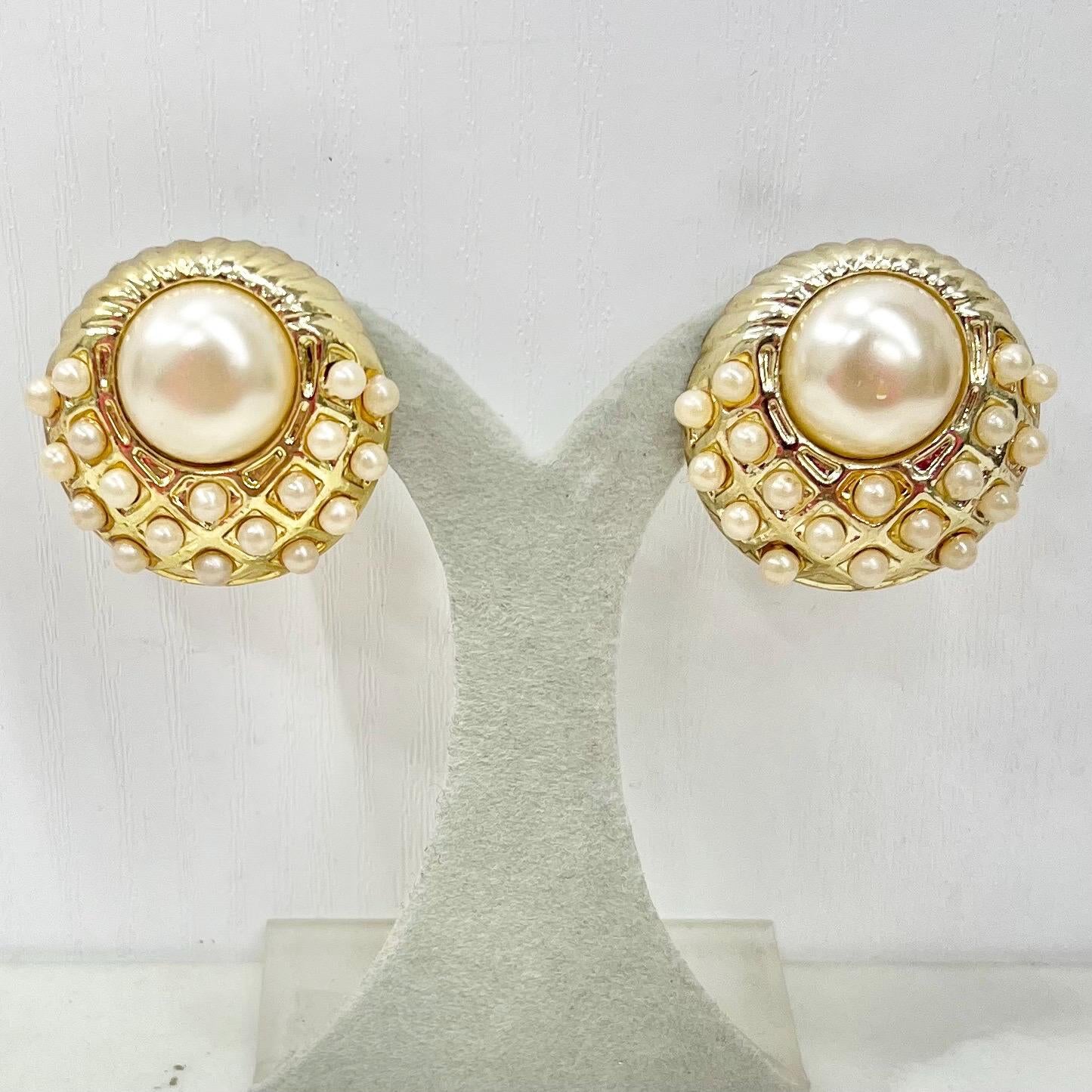 Vintage Gold Tone Faux Pearl Earrings for Pierced Ears 1980’s - 1990’s Lightweight MillyOliverVintage