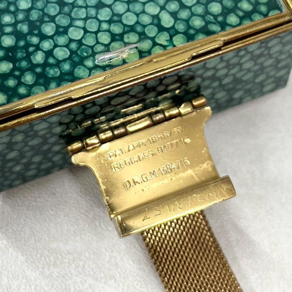 Vintage Park Lane 1930’s Gold Tone Faux Shagreen Compact Vanity Case with Mirror Powder Compact Comb Pouch & Handle MillyOliverVintage