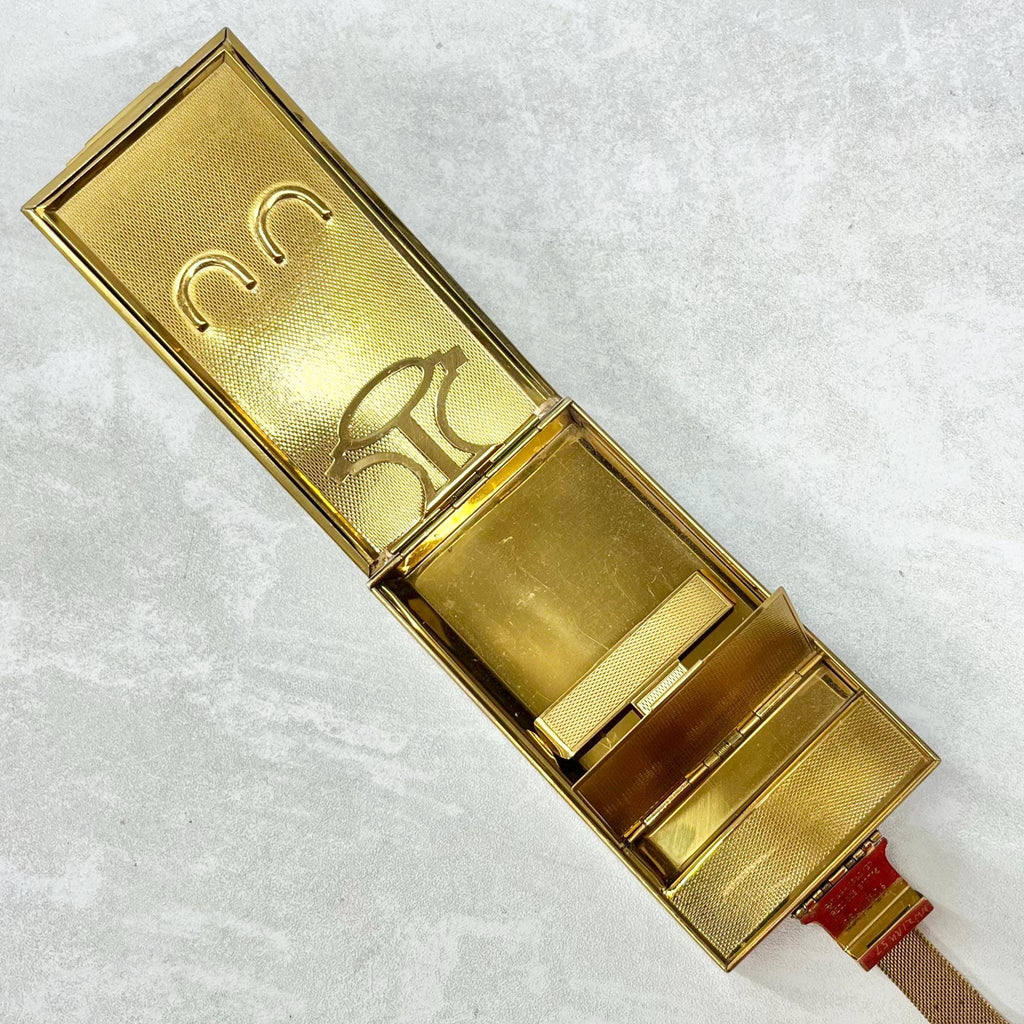 Vintage Park Lane 1930’s Gold Tone Faux Shagreen Compact Vanity Case with Mirror Powder Compact Comb Pouch & Handle MillyOliverVintage