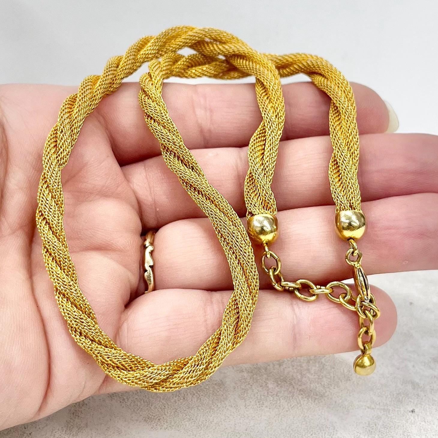 Vintage 16” Long Gold Tone Mesh Rope Twist Chain Necklace 1970’s - 1980’s Statement Power Chain MillyOliverVintage