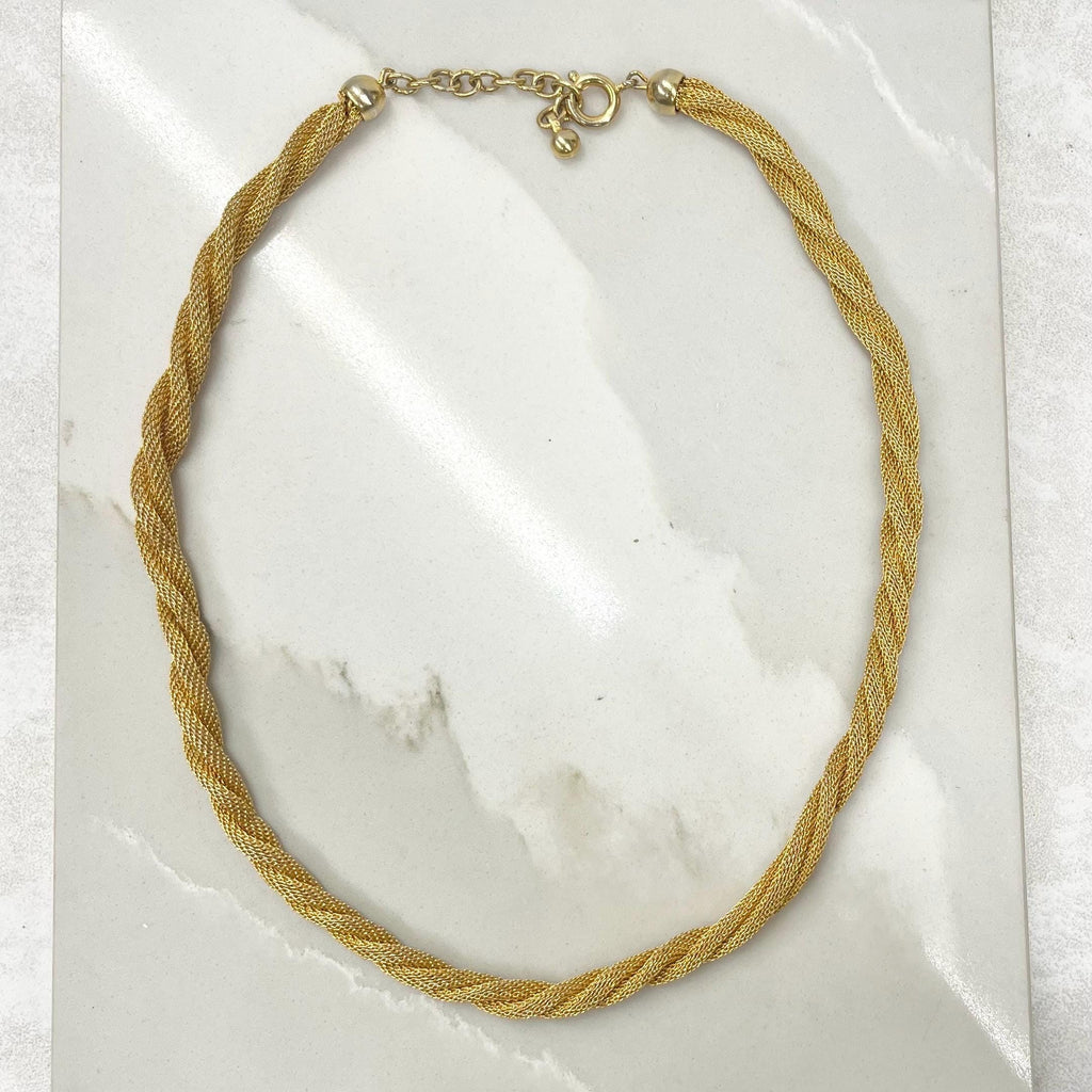 Vintage 16” Long Gold Tone Mesh Rope Twist Chain Necklace 1970’s - 1980’s Statement Power Chain MillyOliverVintage
