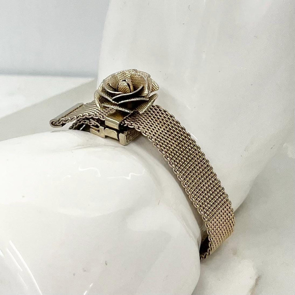 Vintage Gold Plate 1970’s 1980’s Gold Mesh Flower Bracelet by Sarah Coventry MillyOliverVintage