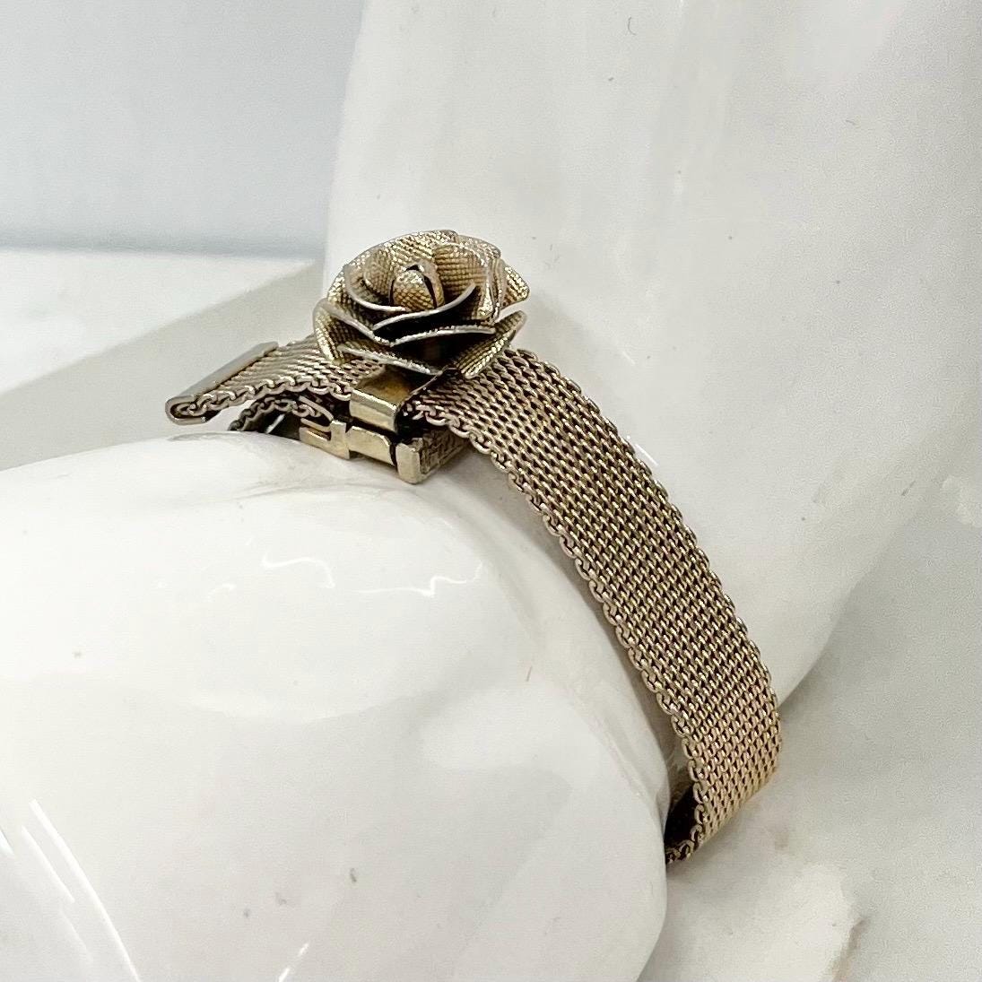 Vintage Gold Plate 1970’s 1980’s Gold Mesh Flower Bracelet by Sarah Coventry MillyOliverVintage