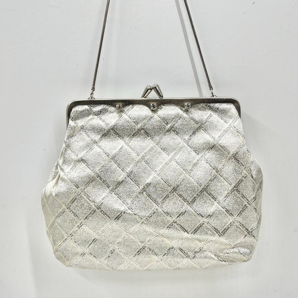 Vintage Silver Metallic Evening Bag with Rhinestone Accents by DHL Germany 1950’s 1960’s MillyOliverVintage