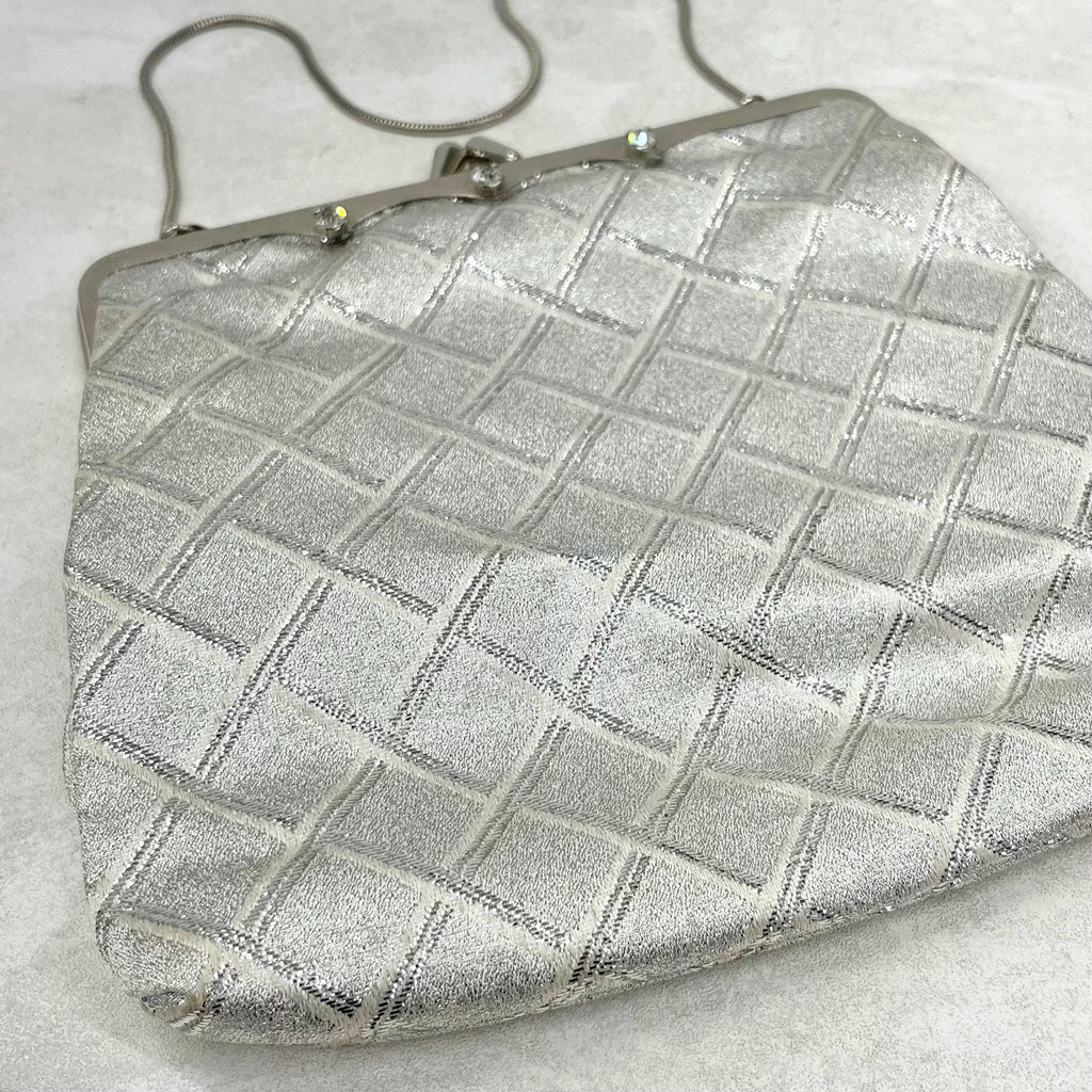 Vintage Silver Metallic Evening Bag with Rhinestone Accents by DHL Germany 1950’s 1960’s MillyOliverVintage