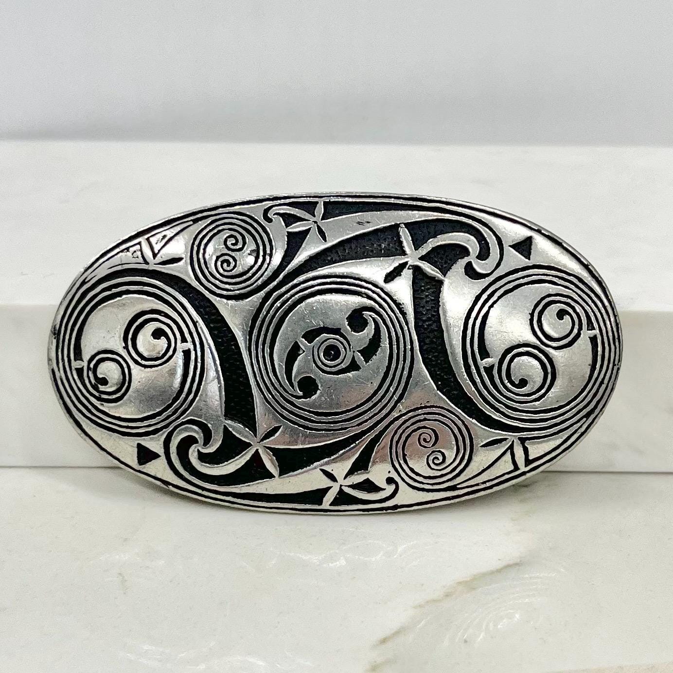 Vintage St Justin Cornish Pewter Brooch Large Celtic Costume Jewellery MillyOliverVintage