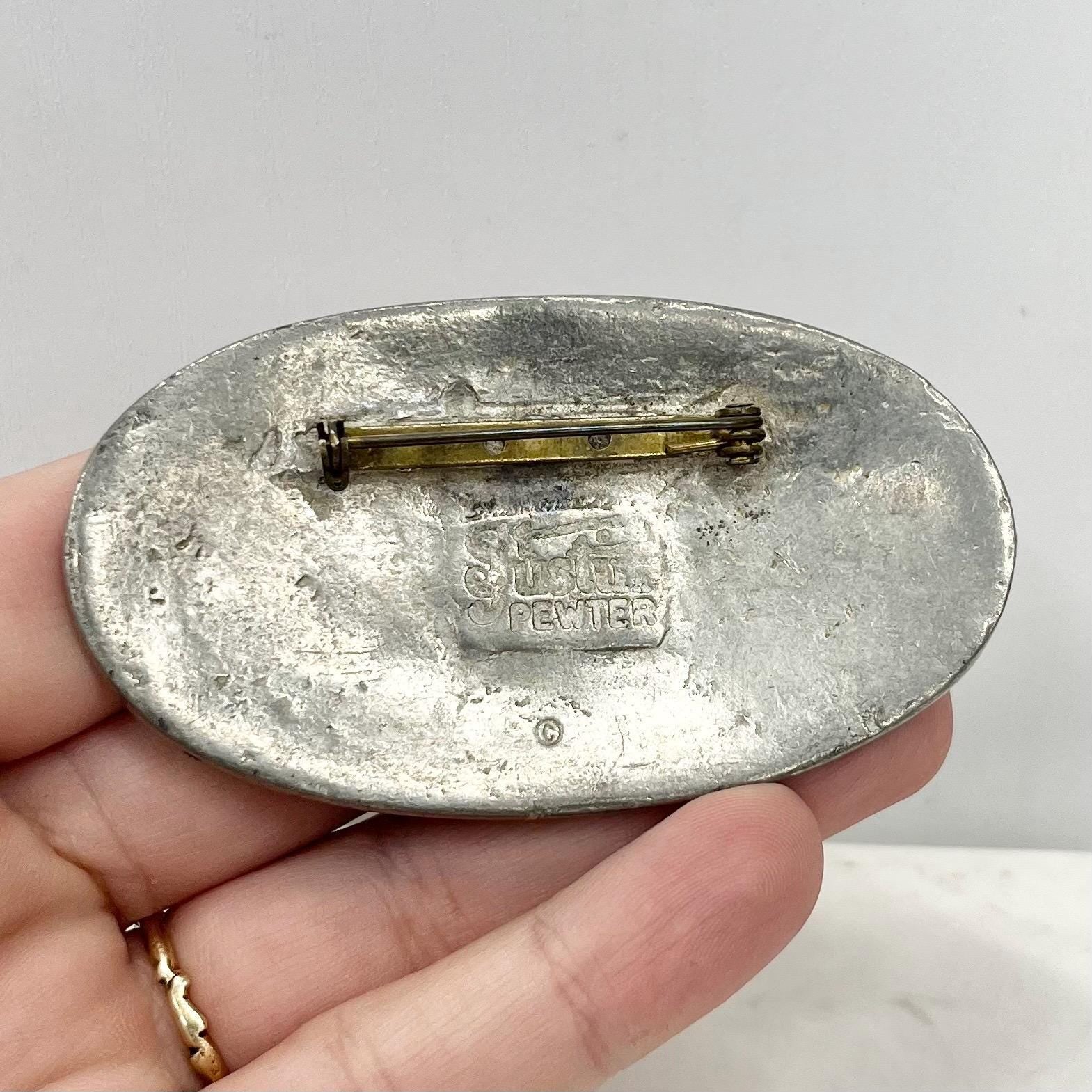 Vintage St Justin Cornish Pewter Brooch Large Celtic Costume Jewellery MillyOliverVintage