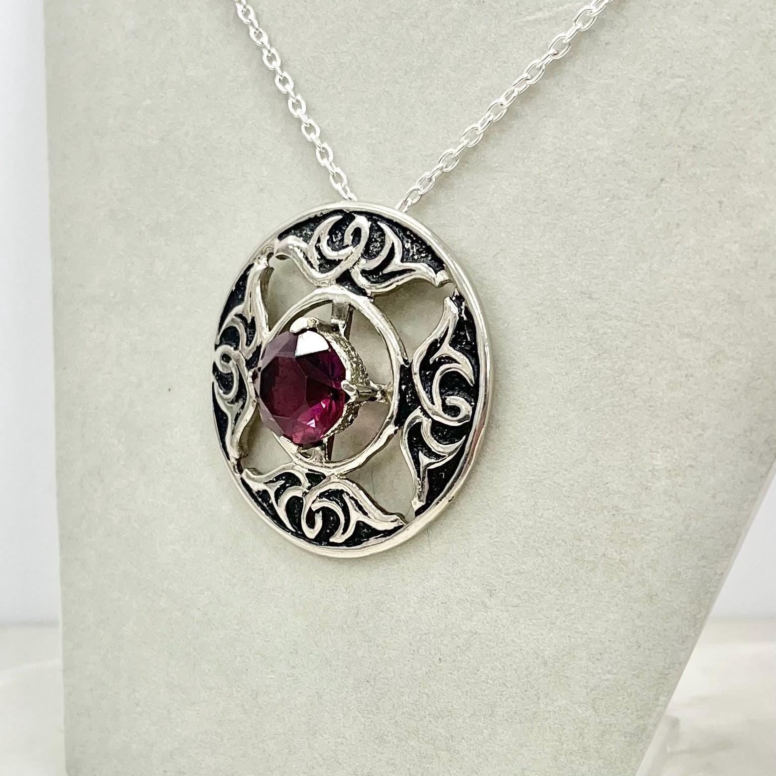 Vintage JEM 75 Celtic Pendant with a Large Amethyst Crystal Centre & Long Chain MillyOliverVintage