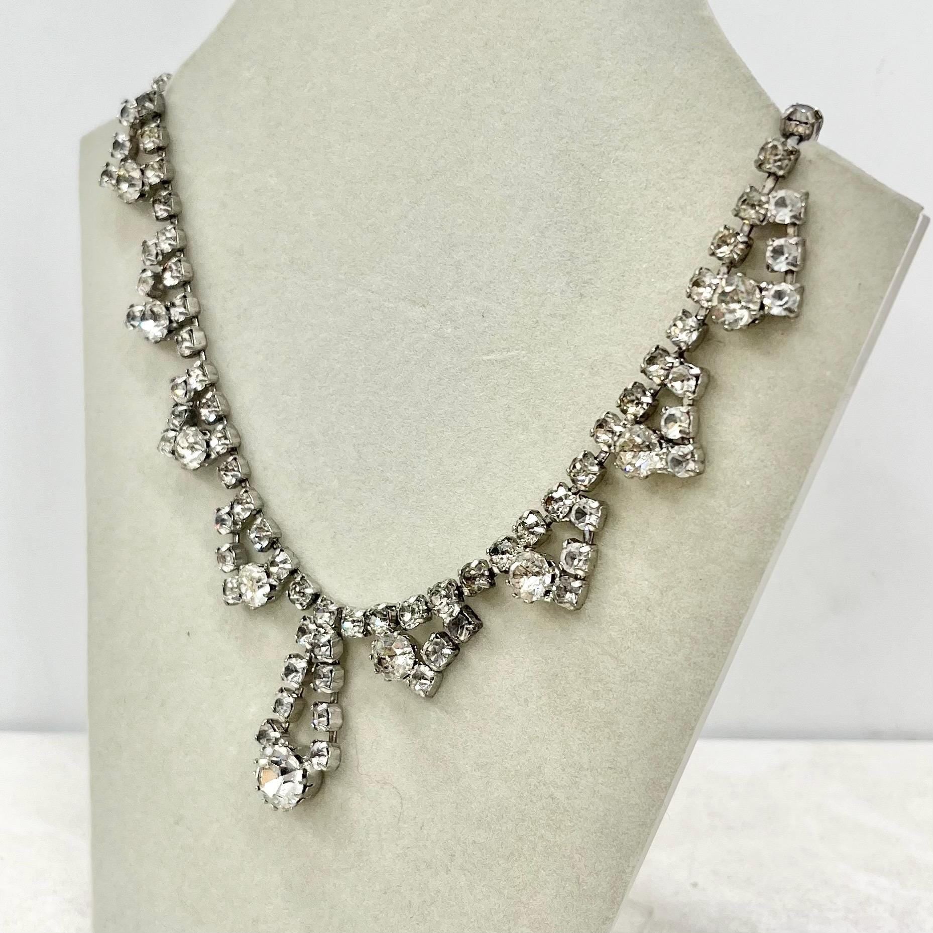 Vintage Clear Crystal Diamante Paste Drop Necklace : Perfect for Brides MillyOliverVintage