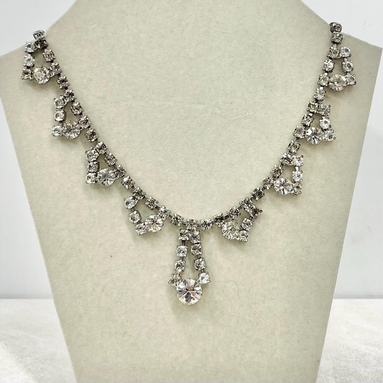 Vintage Clear Crystal Diamante Paste Drop Necklace : Perfect for Brides MillyOliverVintage