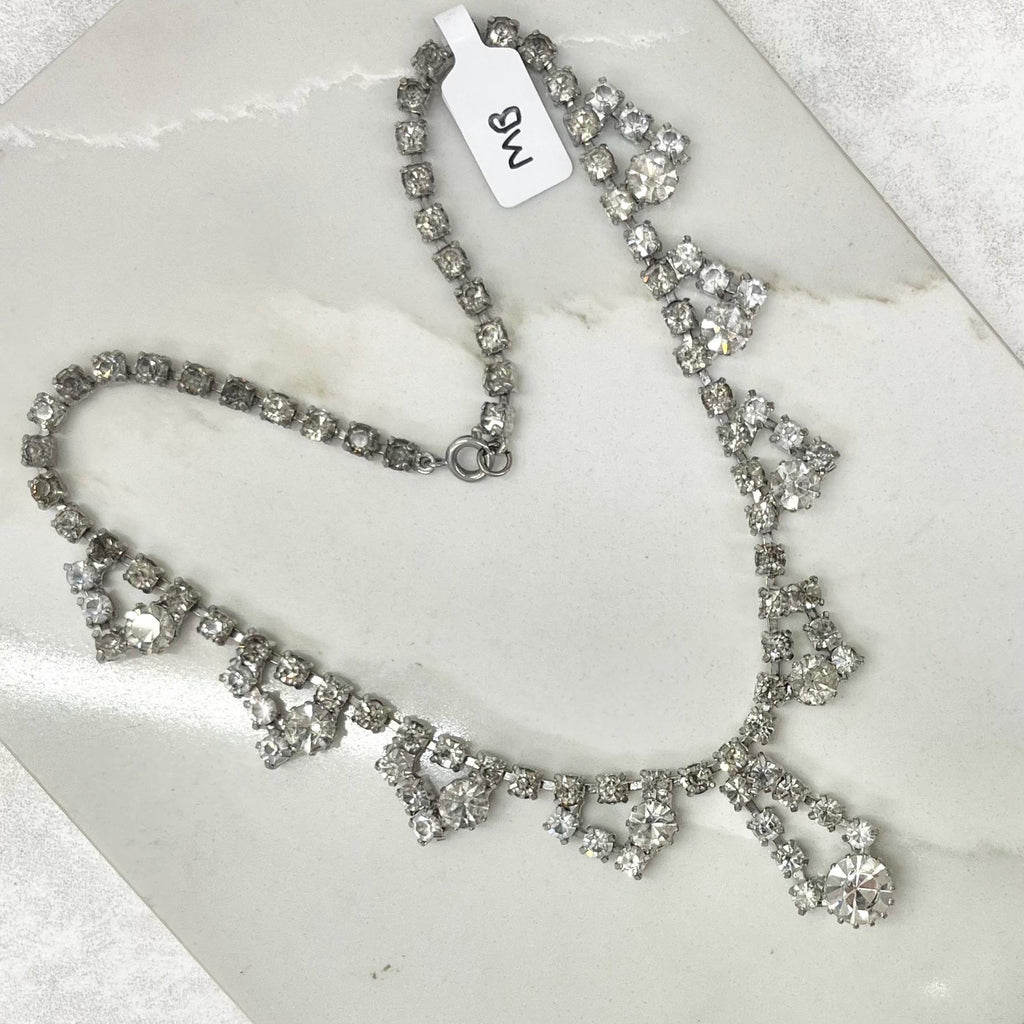 Vintage Clear Crystal Diamante Paste Drop Necklace : Perfect for Brides MillyOliverVintage