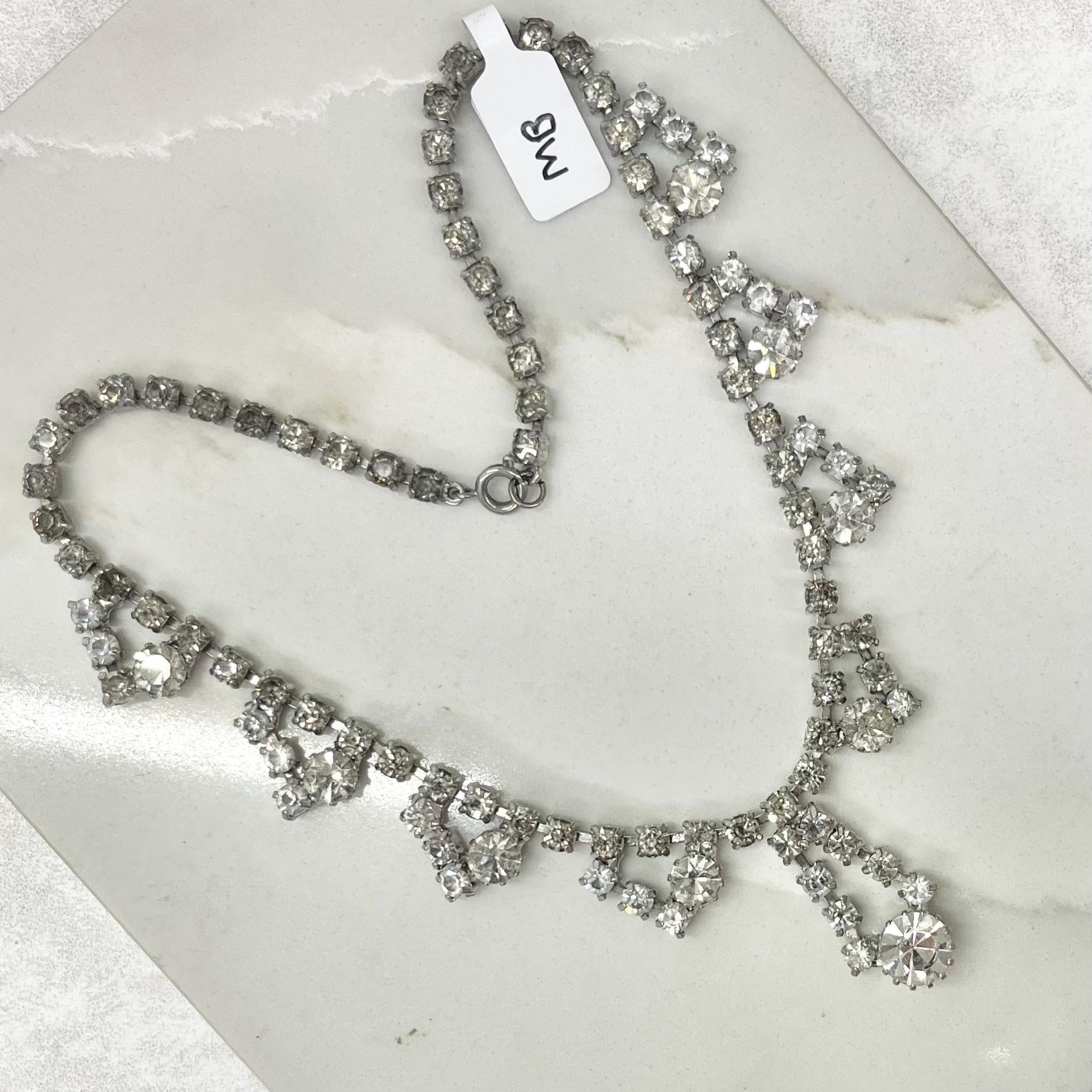 Vintage Clear Crystal Diamante Paste Drop Necklace : Perfect for Brides MillyOliverVintage