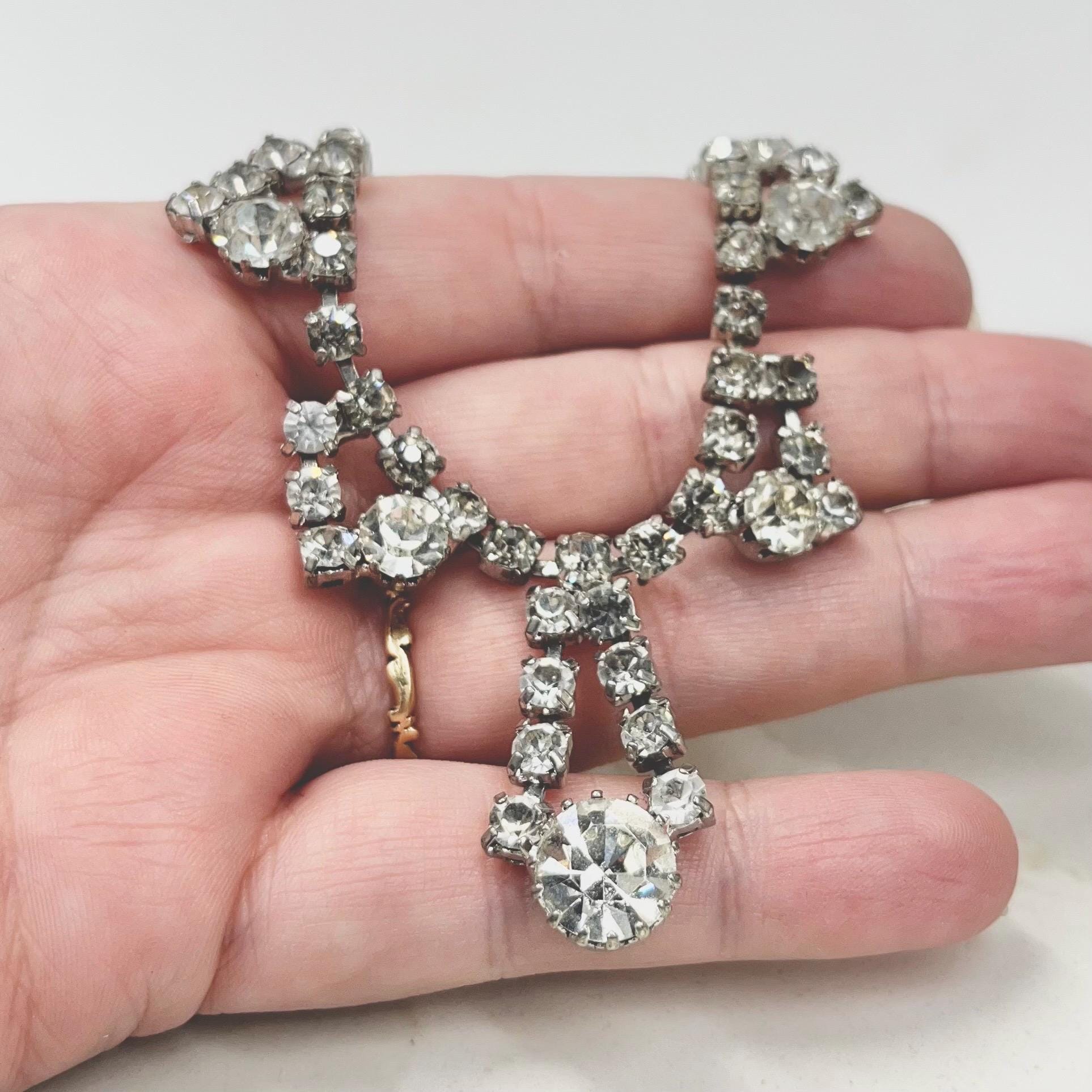Vintage Clear Crystal Diamante Paste Drop Necklace : Perfect for Brides MillyOliverVintage