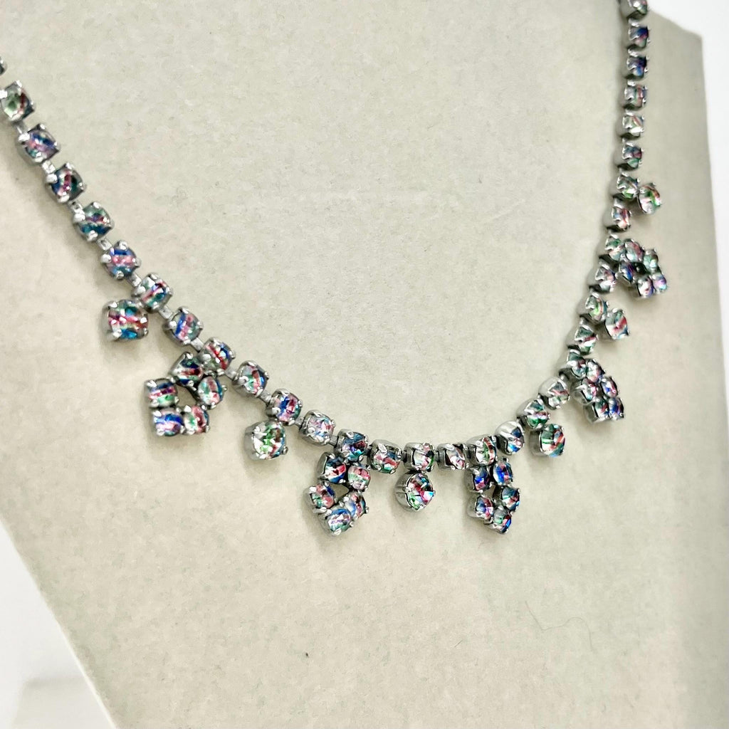Vintage Rainbow Iris Crystal Diamante Paste Necklace : Perfect for Brides or Party Wear MillyOliverVintage