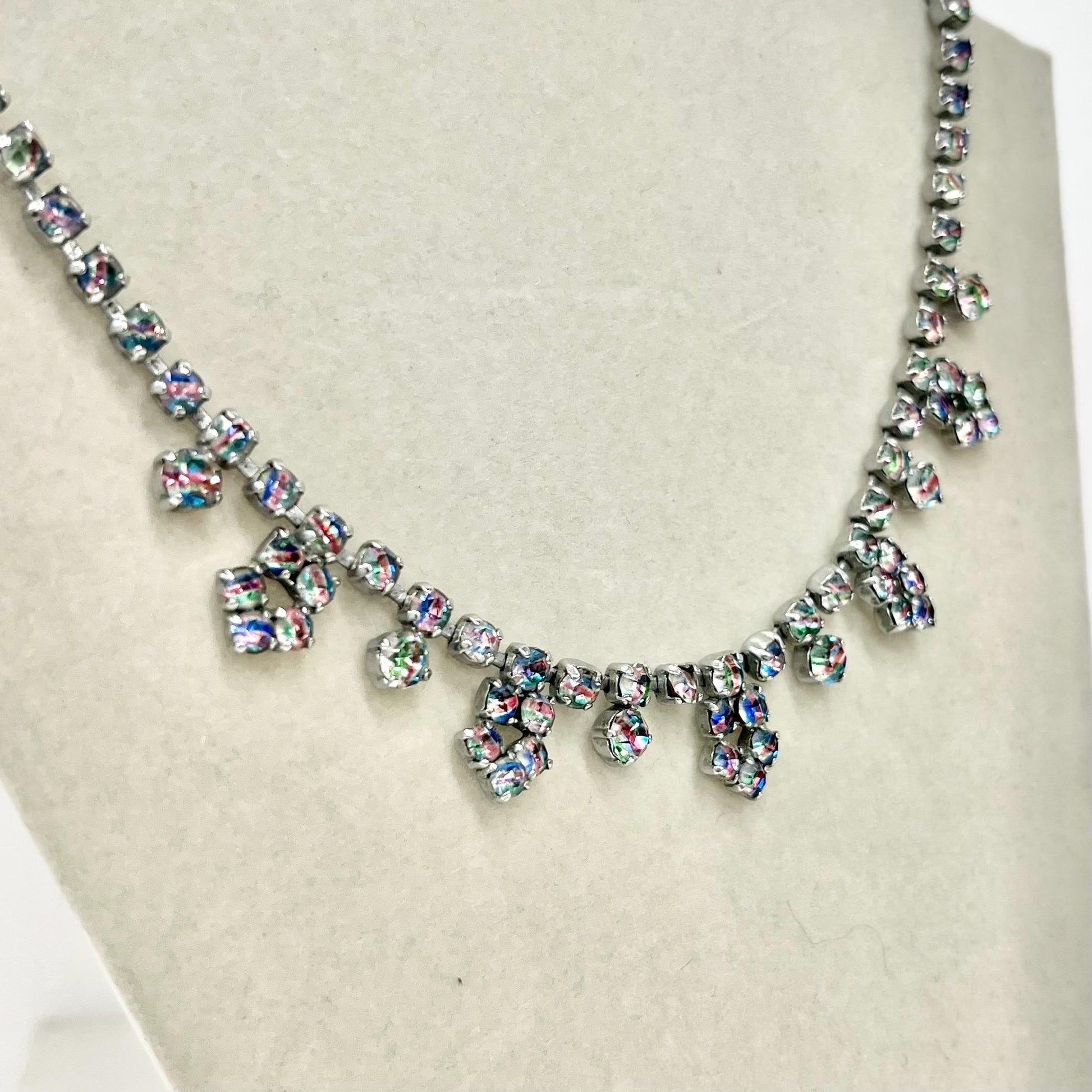 Vintage Rainbow Iris Crystal Diamante Paste Necklace : Perfect for Brides or Party Wear MillyOliverVintage