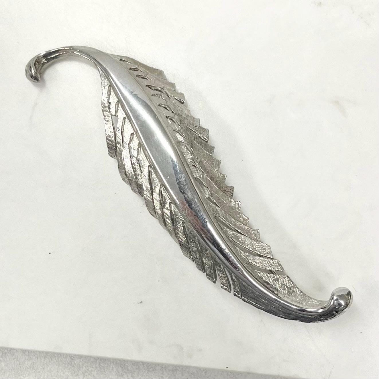 Vintage Silver Tone Brutalist Brooch Large Leaf Shaped Design Contempory Costume Jewellery Statement Piece MillyOliverVintage