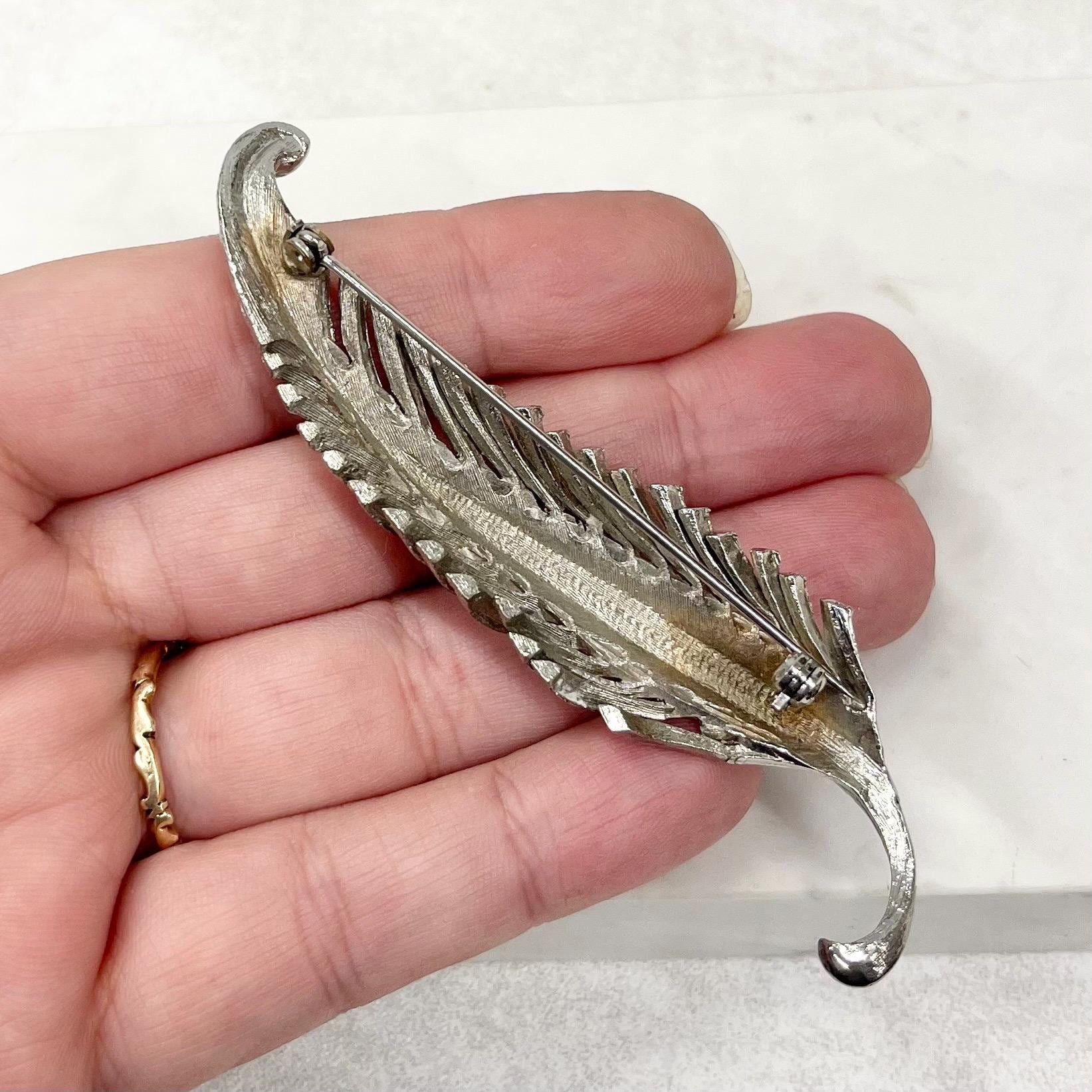 Vintage Silver Tone Brutalist Brooch Large Leaf Shaped Design Contempory Costume Jewellery Statement Piece MillyOliverVintage