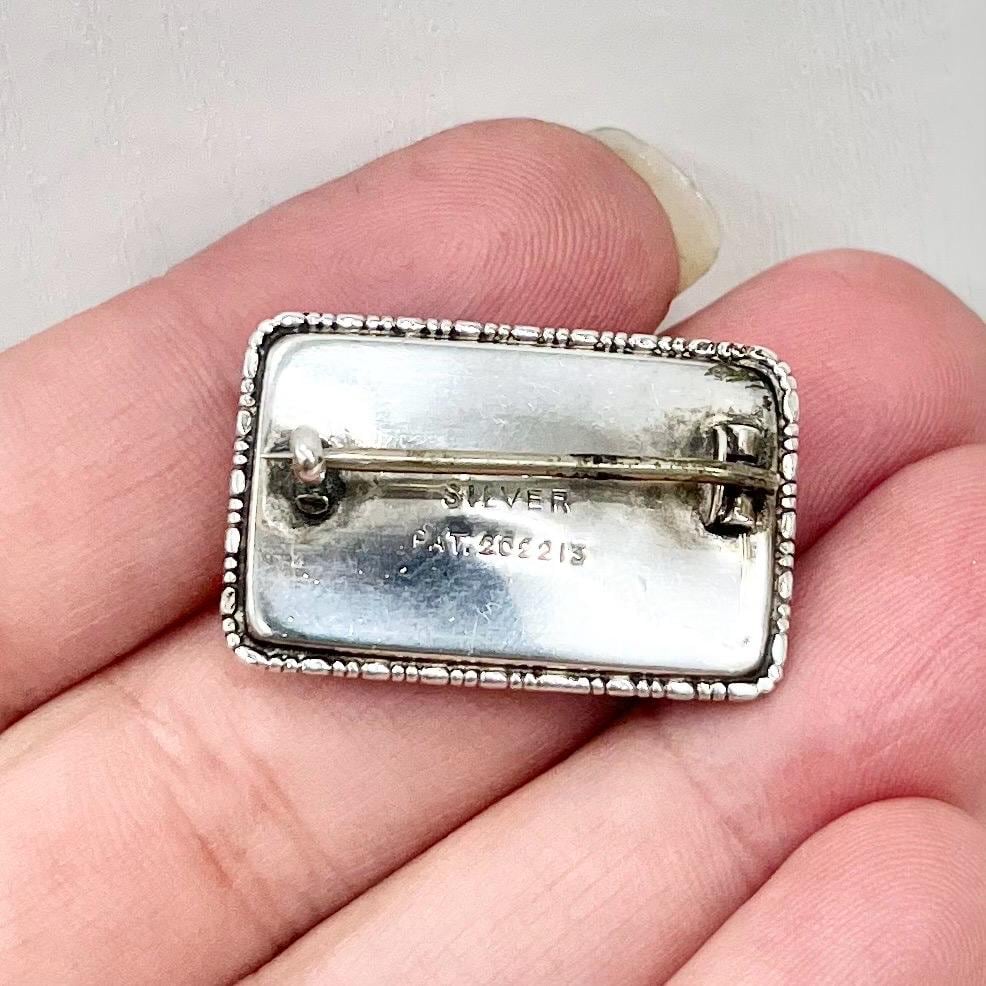 Art Deco Sterling Silver & Green Malachite Brooch MillyOliverVintage