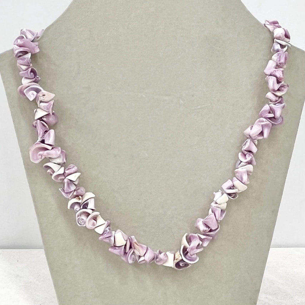 Vintage 1980’s Dyed Purple Shell Chip Beaded Necklace 17” Long MillyOliverVintage