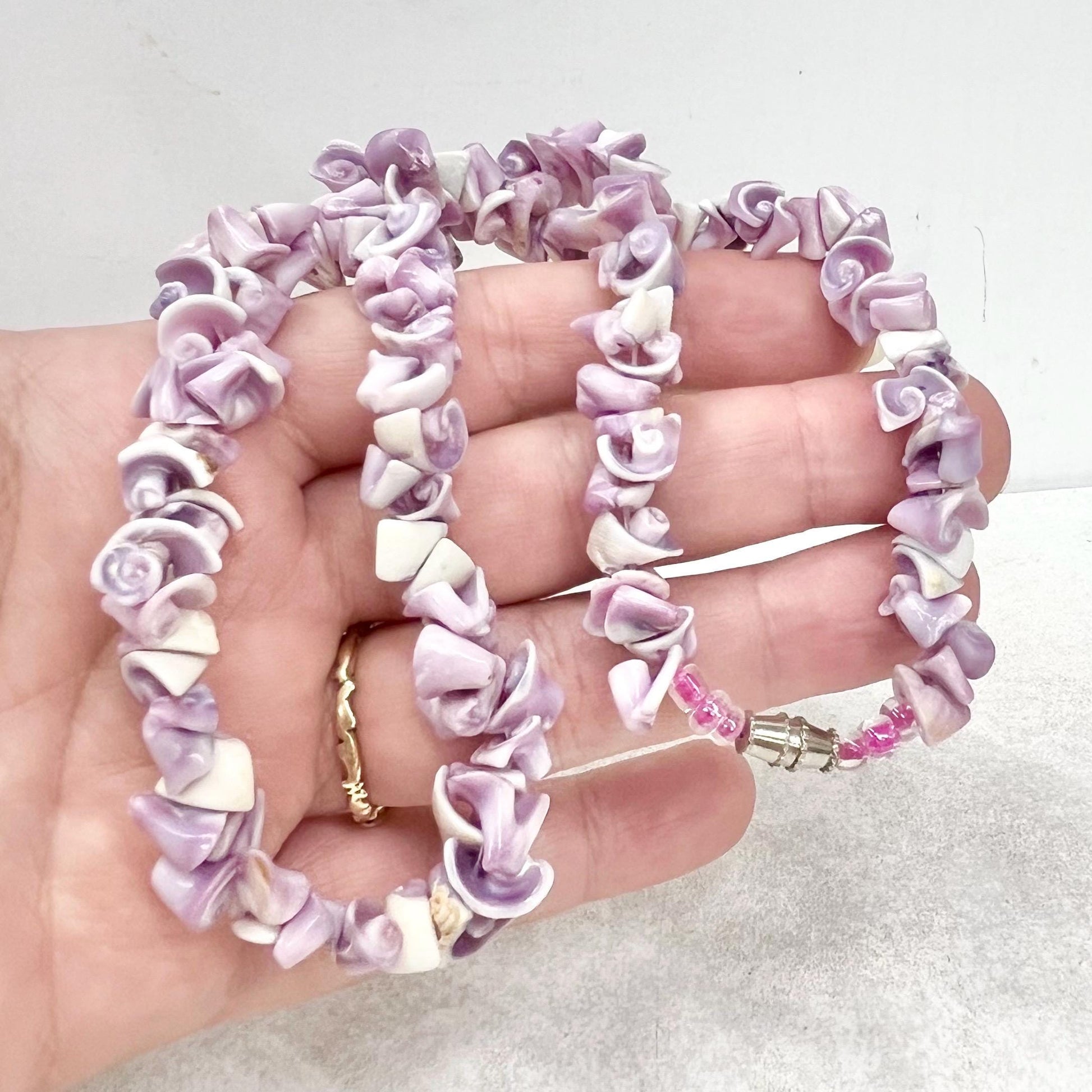 Vintage 1980’s Dyed Purple Shell Chip Beaded Necklace 17” Long MillyOliverVintage