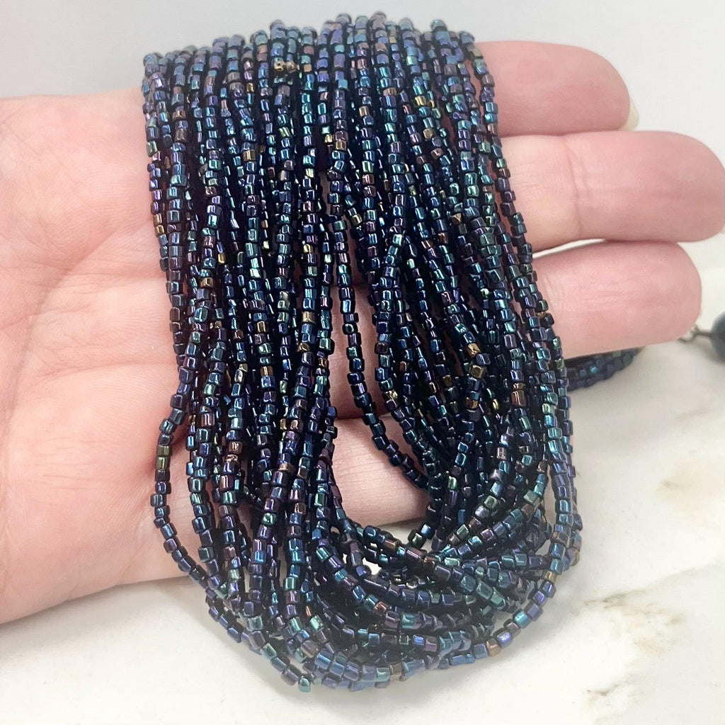 Vintage AB Purple & Blue Iris Czech Glass Multi Strand Bead Necklace Excellent Quality Beads Vintage Jewellery 16” Long with a 3” Extender MillyOliverVintage