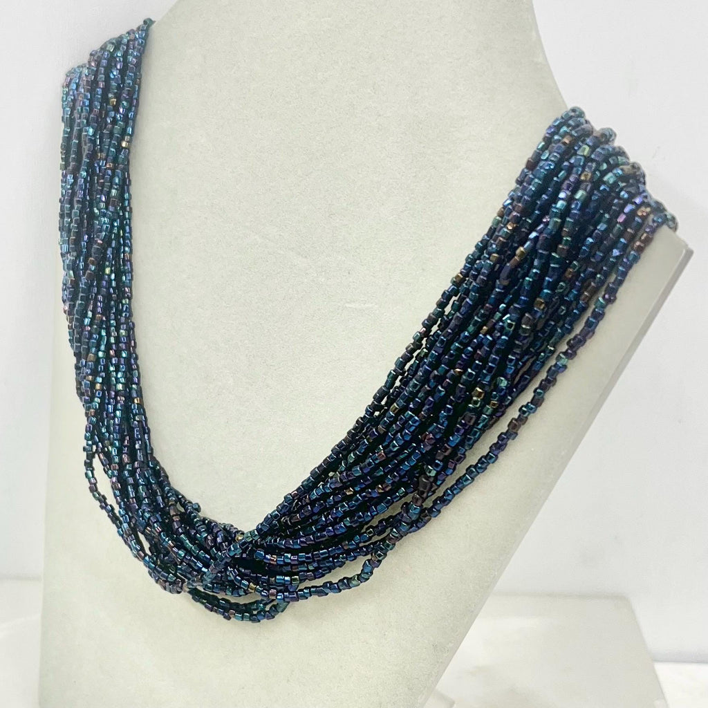 Vintage AB Purple & Blue Iris Czech Glass Multi Strand Bead Necklace Excellent Quality Beads Vintage Jewellery 16” Long with a 3” Extender MillyOliverVintage