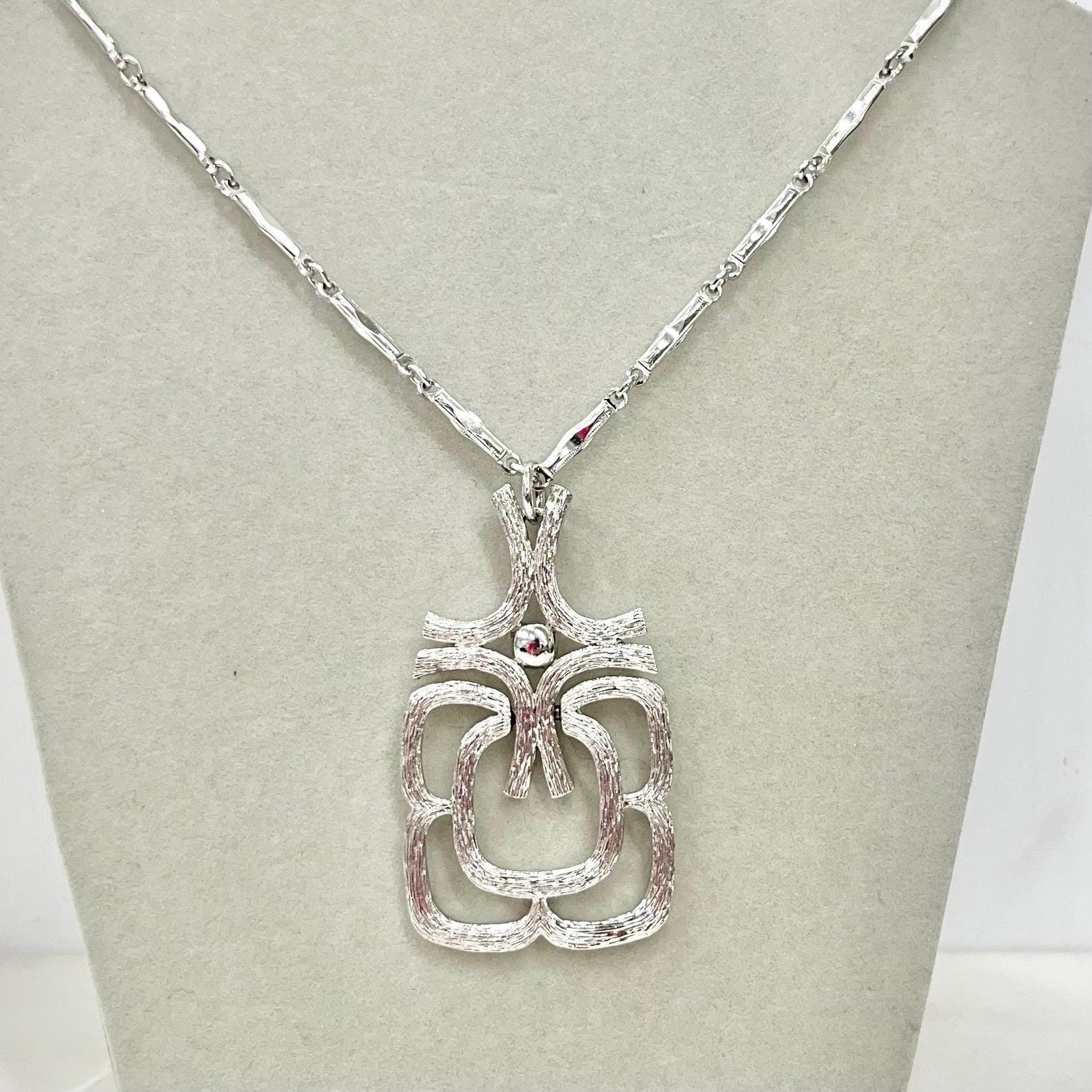 Vintage Avon Brutalist Style Pendant with a 24” Silver Tone Chain MillyOliverVintage