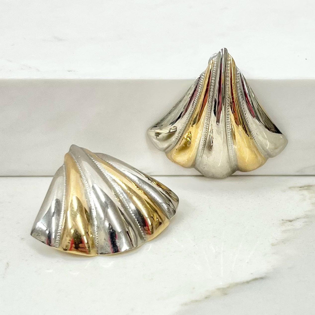 Vintage Gold & Silver Tone Triangular Earrings for Pierced Ears 1980’s - 1990’s Lightweight MillyOliverVintage