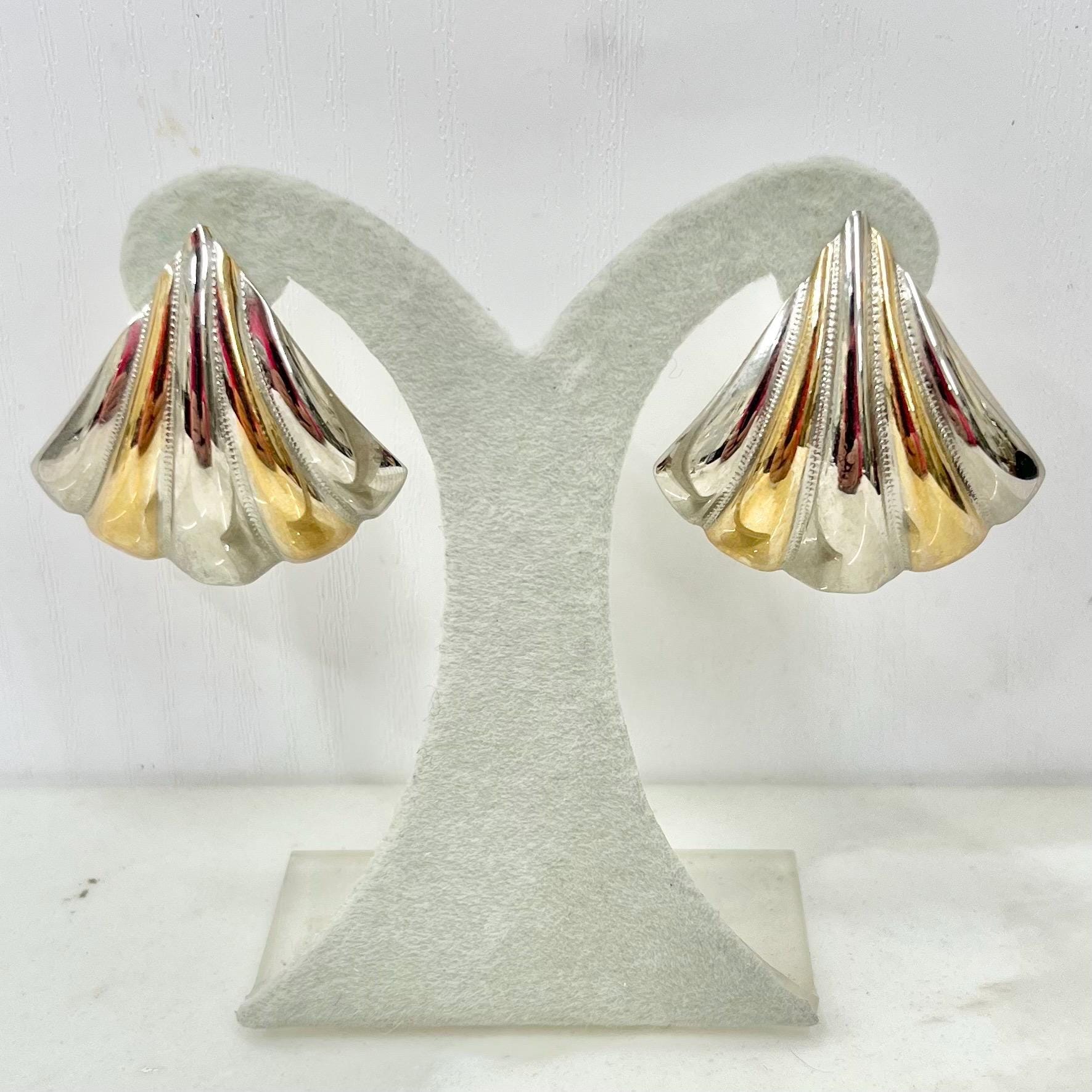 Vintage Gold & Silver Tone Triangular Earrings for Pierced Ears 1980’s - 1990’s Lightweight MillyOliverVintage