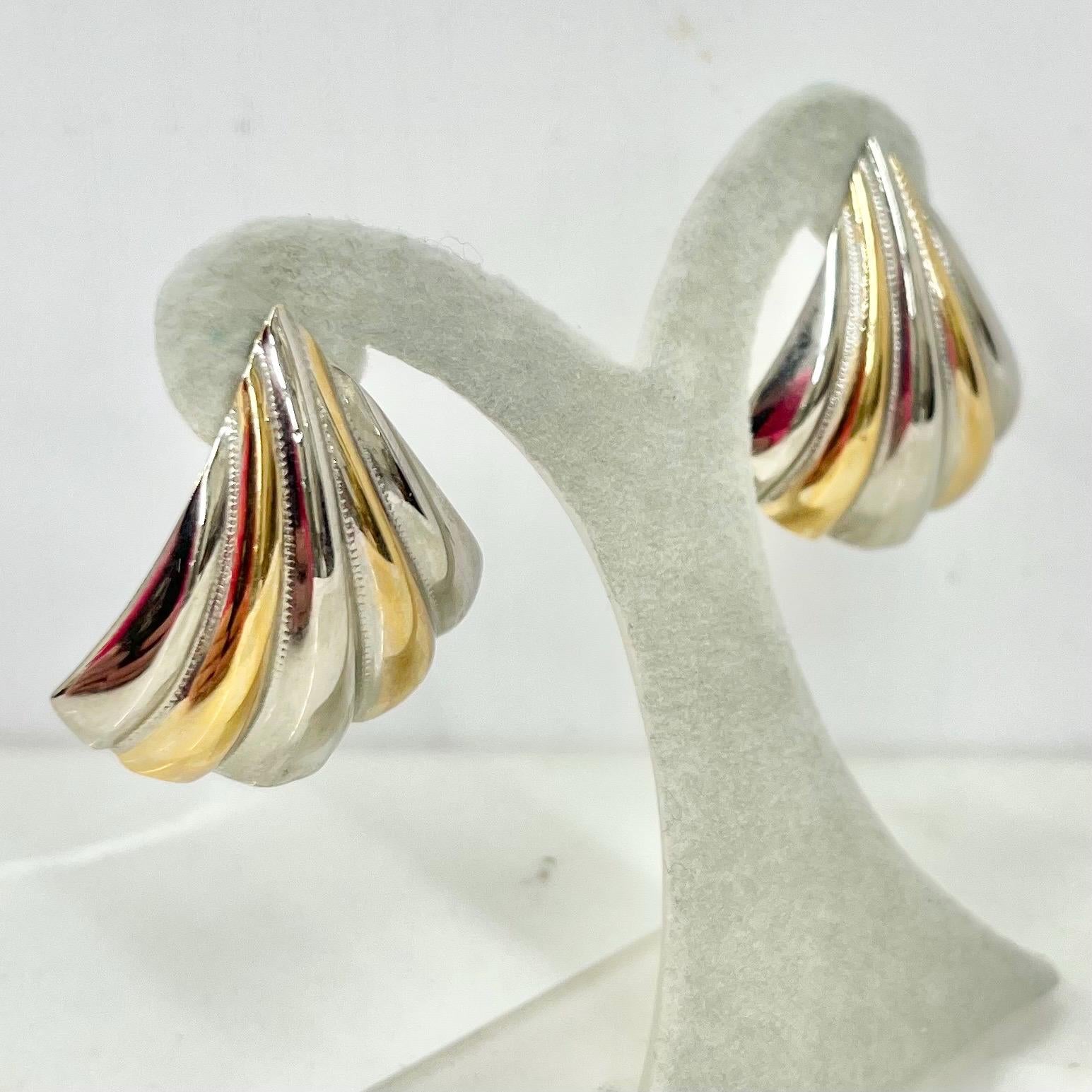 Vintage Gold & Silver Tone Triangular Earrings for Pierced Ears 1980’s - 1990’s Lightweight MillyOliverVintage