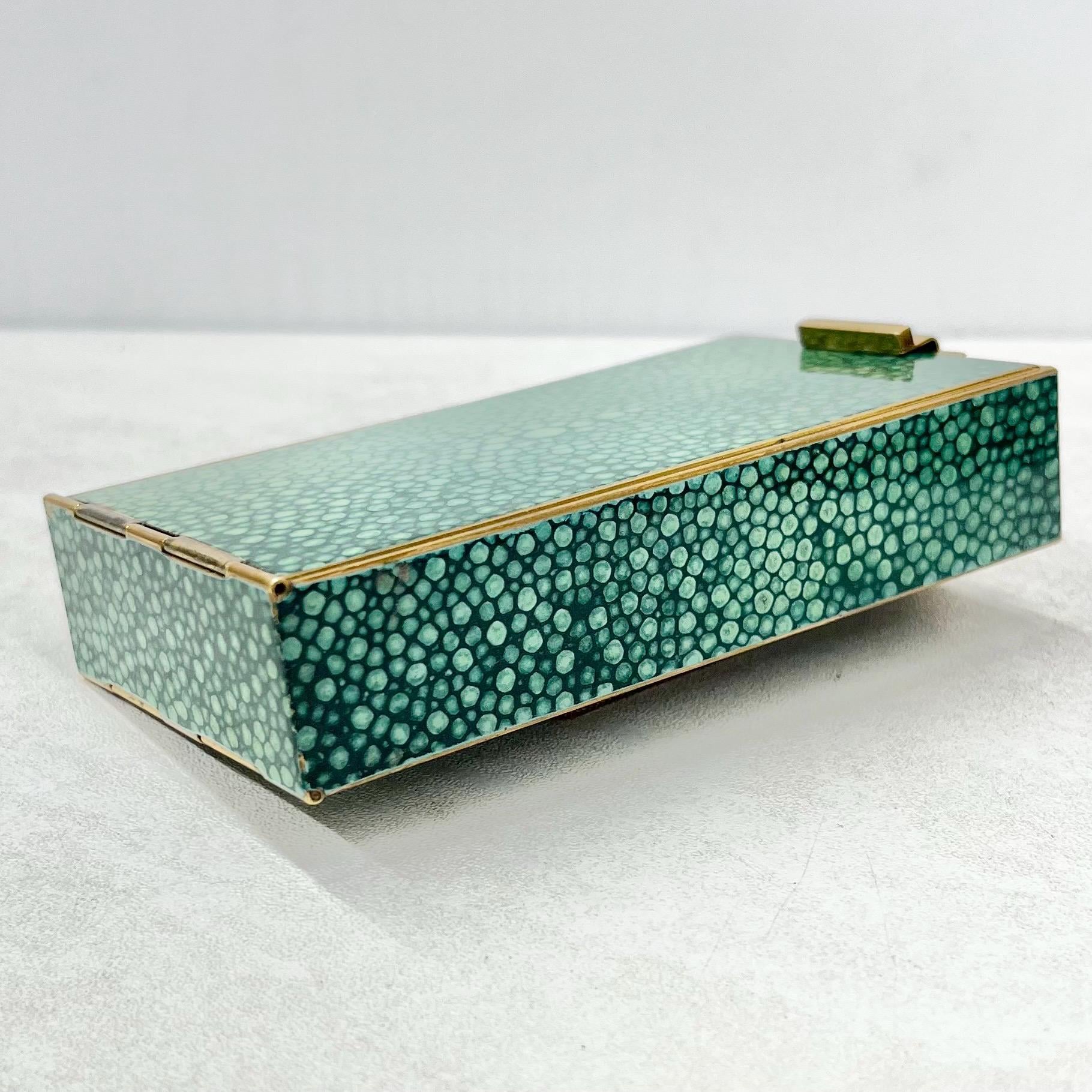 Vintage Park Lane 1930’s Gold Tone Faux Shagreen Compact Vanity Case with Mirror Powder Compact Comb Pouch & Handle MillyOliverVintage