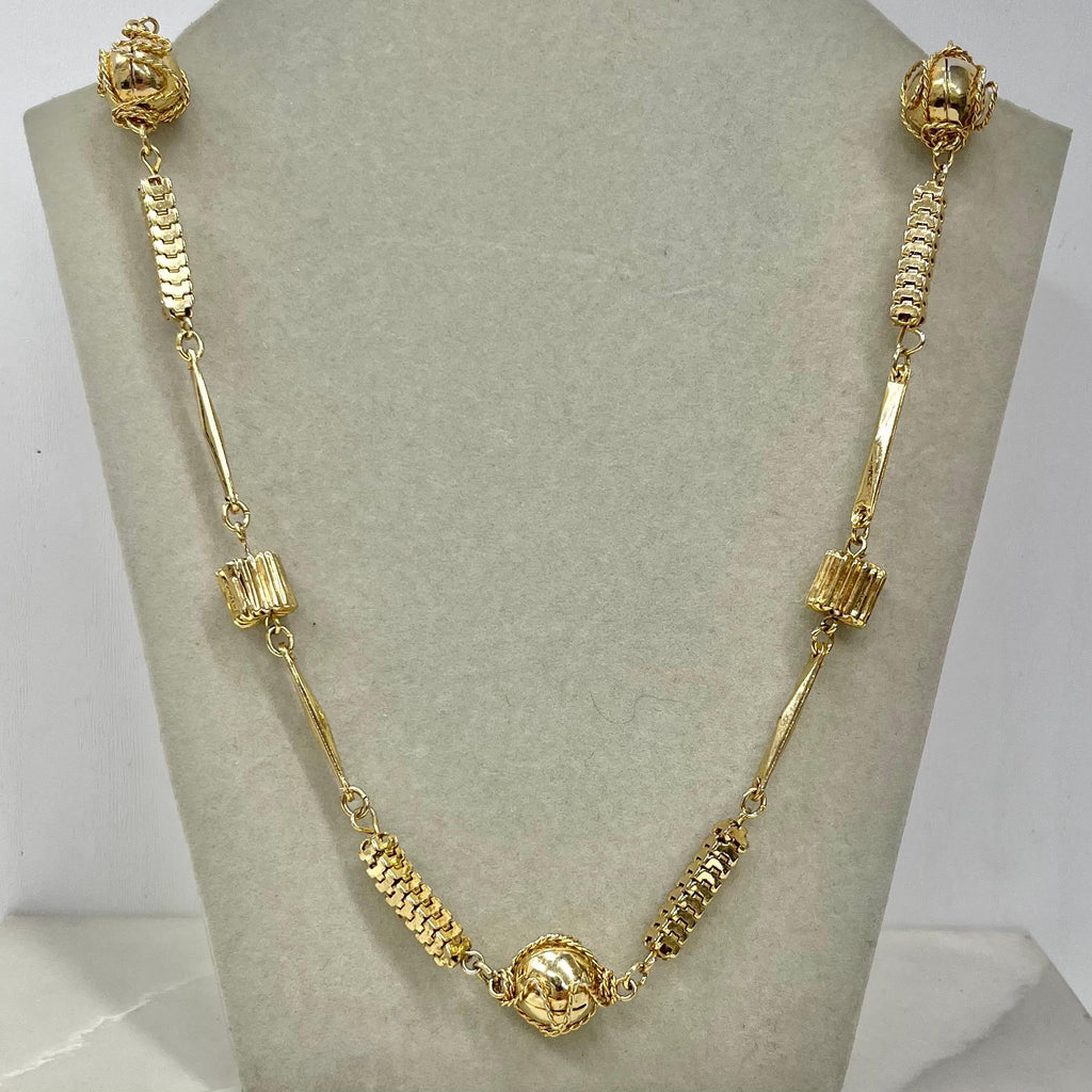Vintage Unusual Shiny Gold Plate Mixed Link Necklace - Designer Jewellery MillyOliverVintage