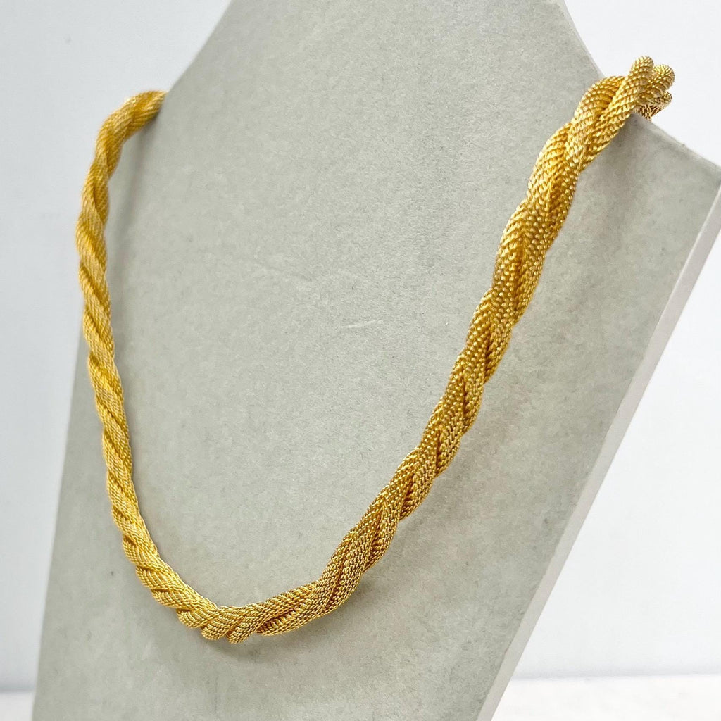 Vintage 16” Long Gold Tone Mesh Rope Twist Chain Necklace 1970’s - 1980’s Statement Power Chain MillyOliverVintage