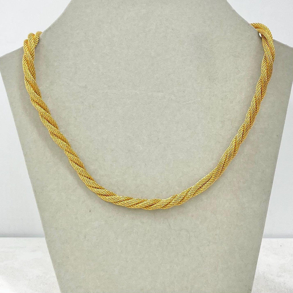 Vintage 16” Long Gold Tone Mesh Rope Twist Chain Necklace 1970’s - 1980’s Statement Power Chain MillyOliverVintage