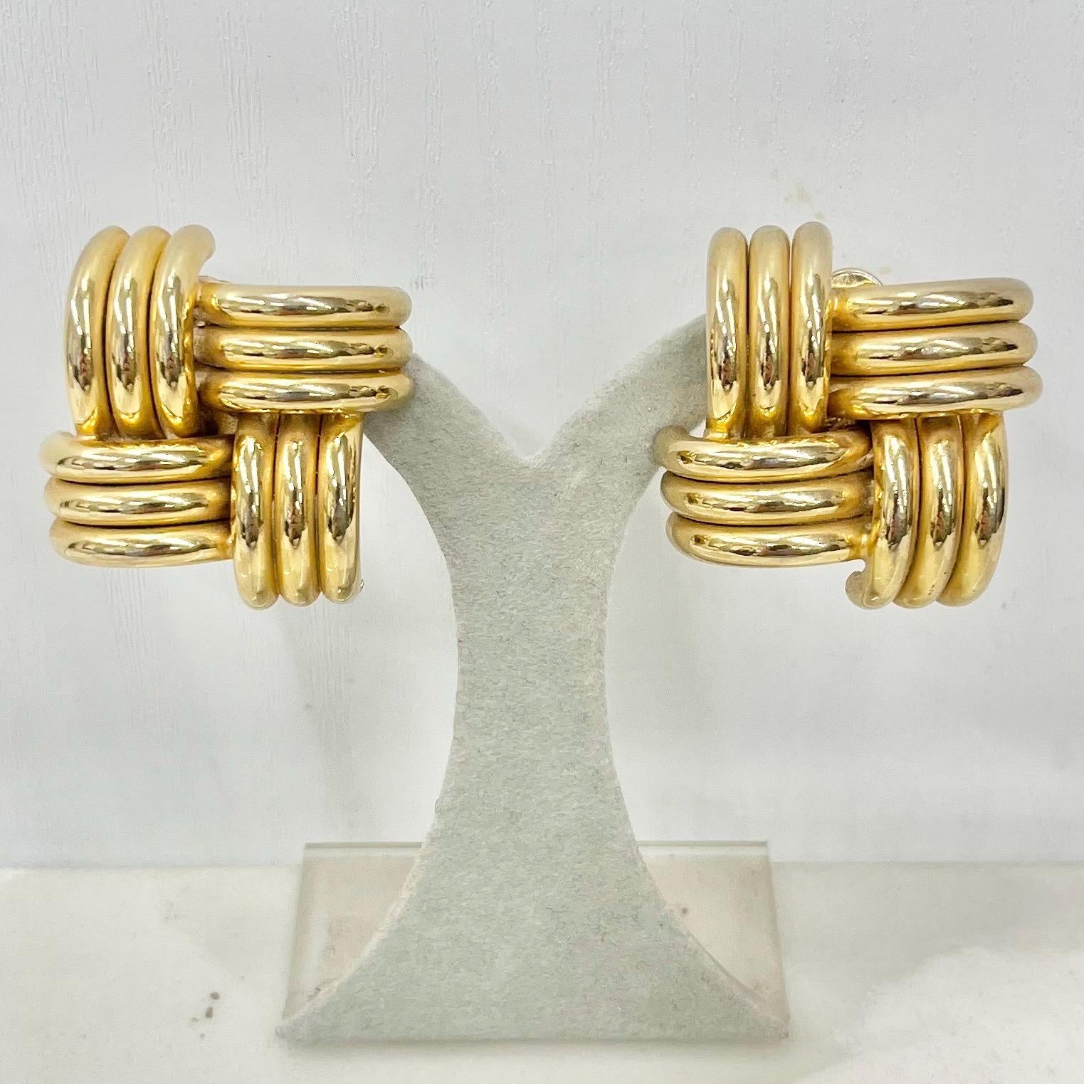 Large Oversized Vintage Gold Tone Knot Effect Clip on Earrings 1980’s - 1990’s MillyOliverVintage