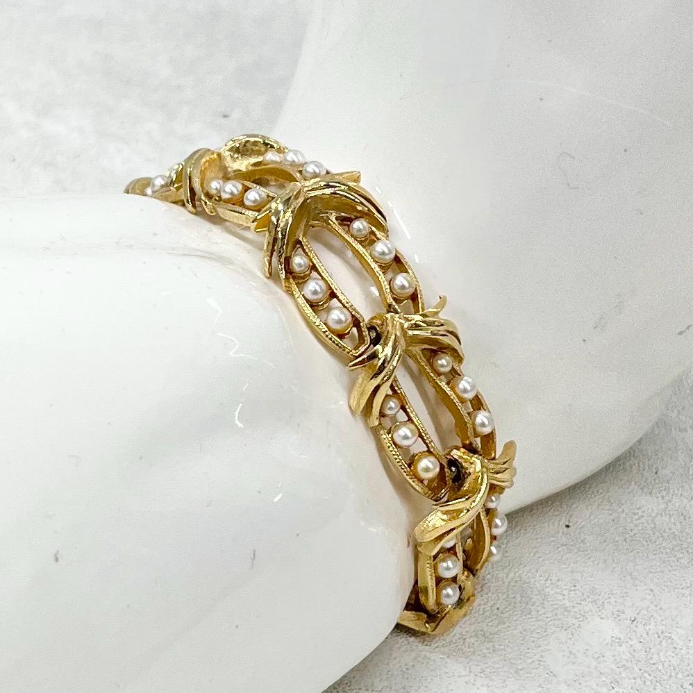Vintage Gold Plate Faux Pearl Bead Bracelet - Elegant Costume Jewellery 7” Long MillyOliverVintage