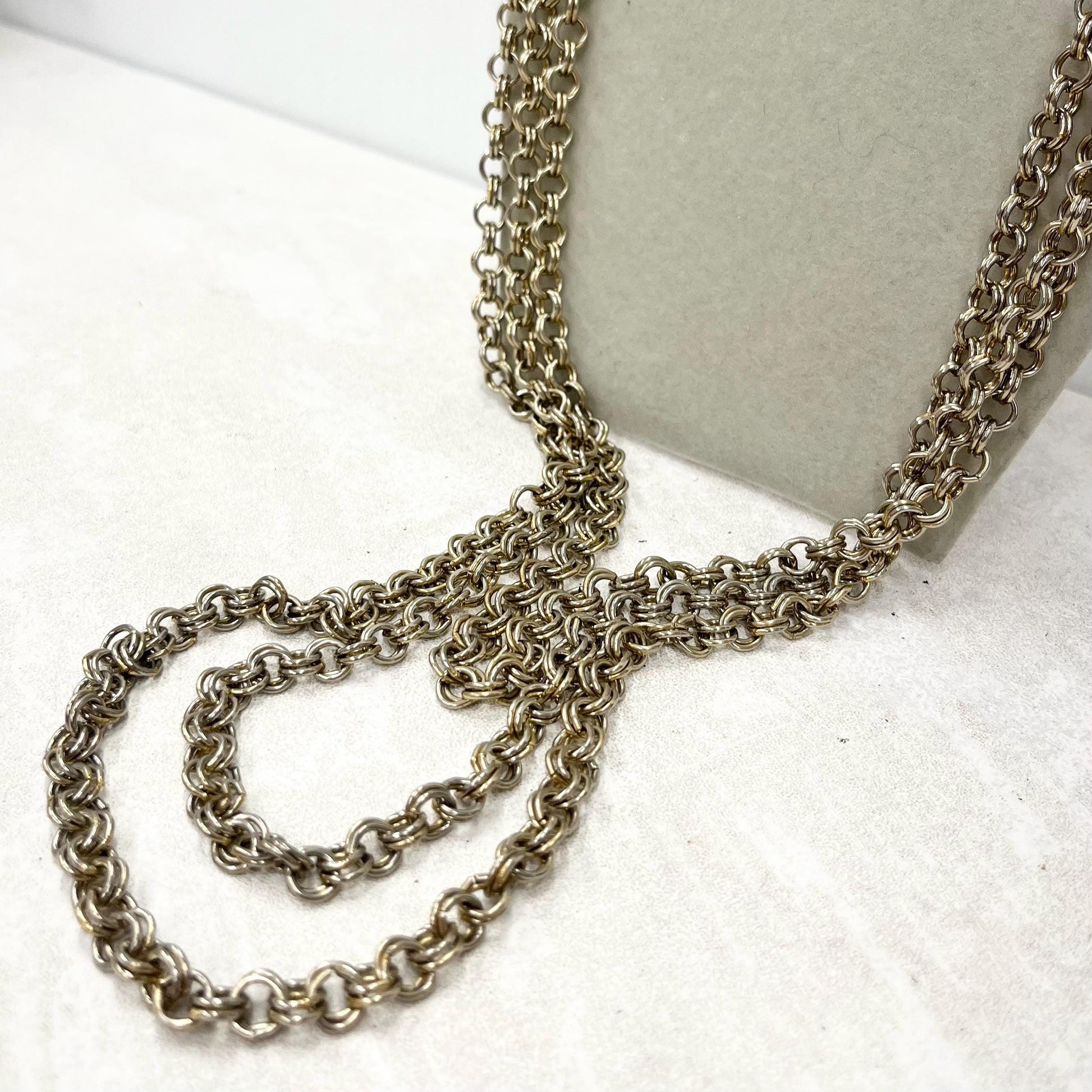 Vintage Light Gold Tone Three Strand Chain Waterfall Necklace MillyOliverVintage