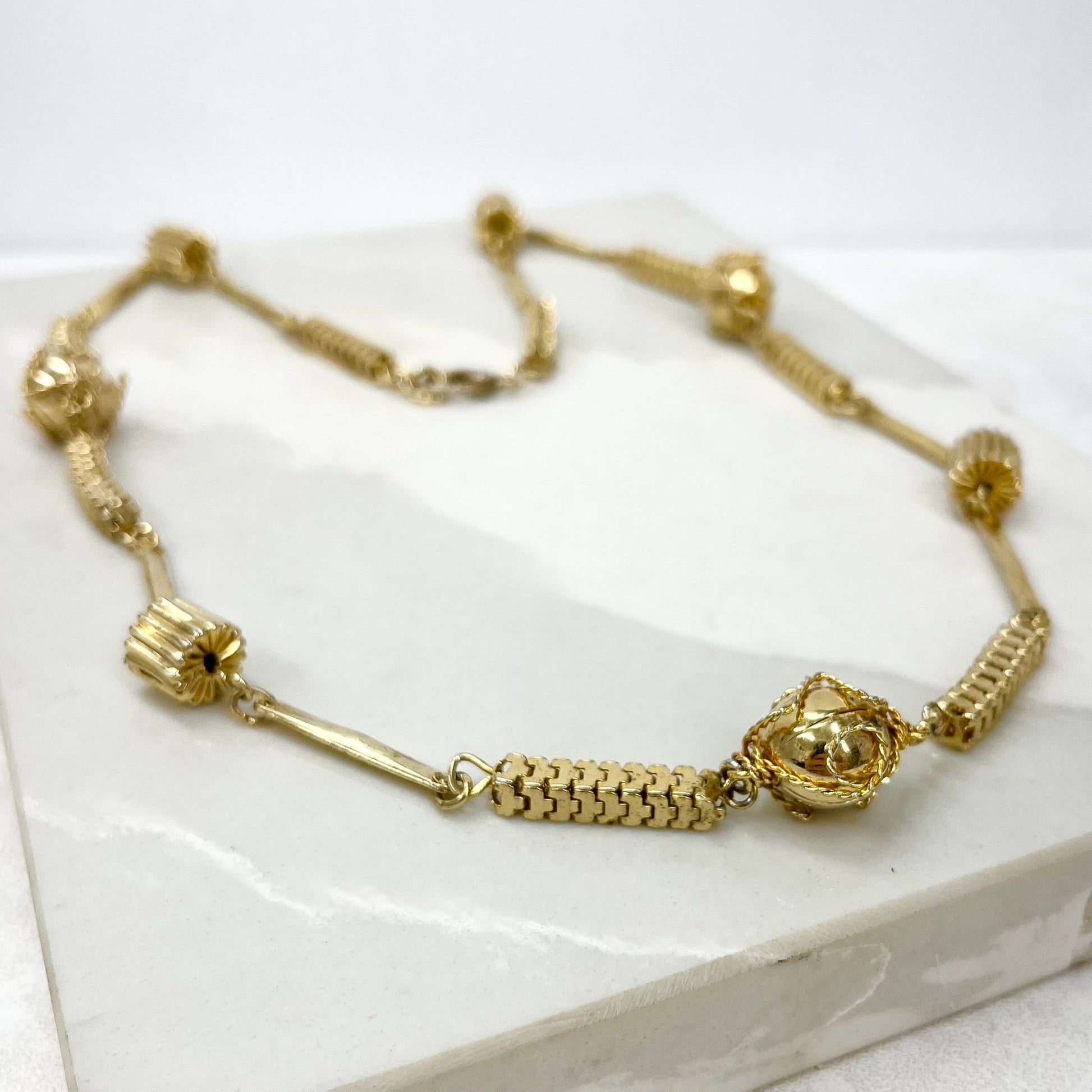 Vintage Unusual Shiny Gold Plate Mixed Link Necklace - Designer Jewellery MillyOliverVintage