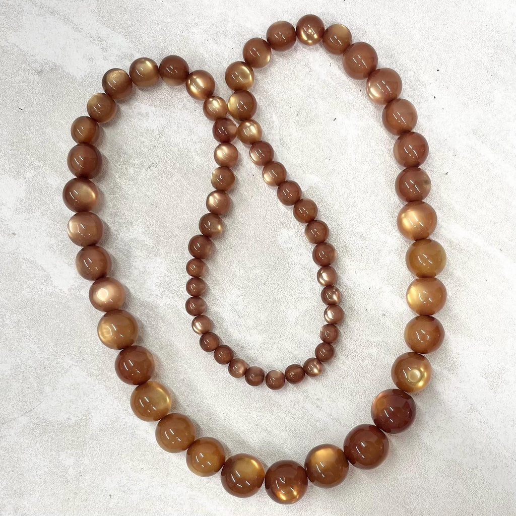 Vintage Chunky Golden Topaz Colour Cats Eye Style Early Acrylic Bead Necklace Statement Piece Vintage 28” Long MillyOliverVintage