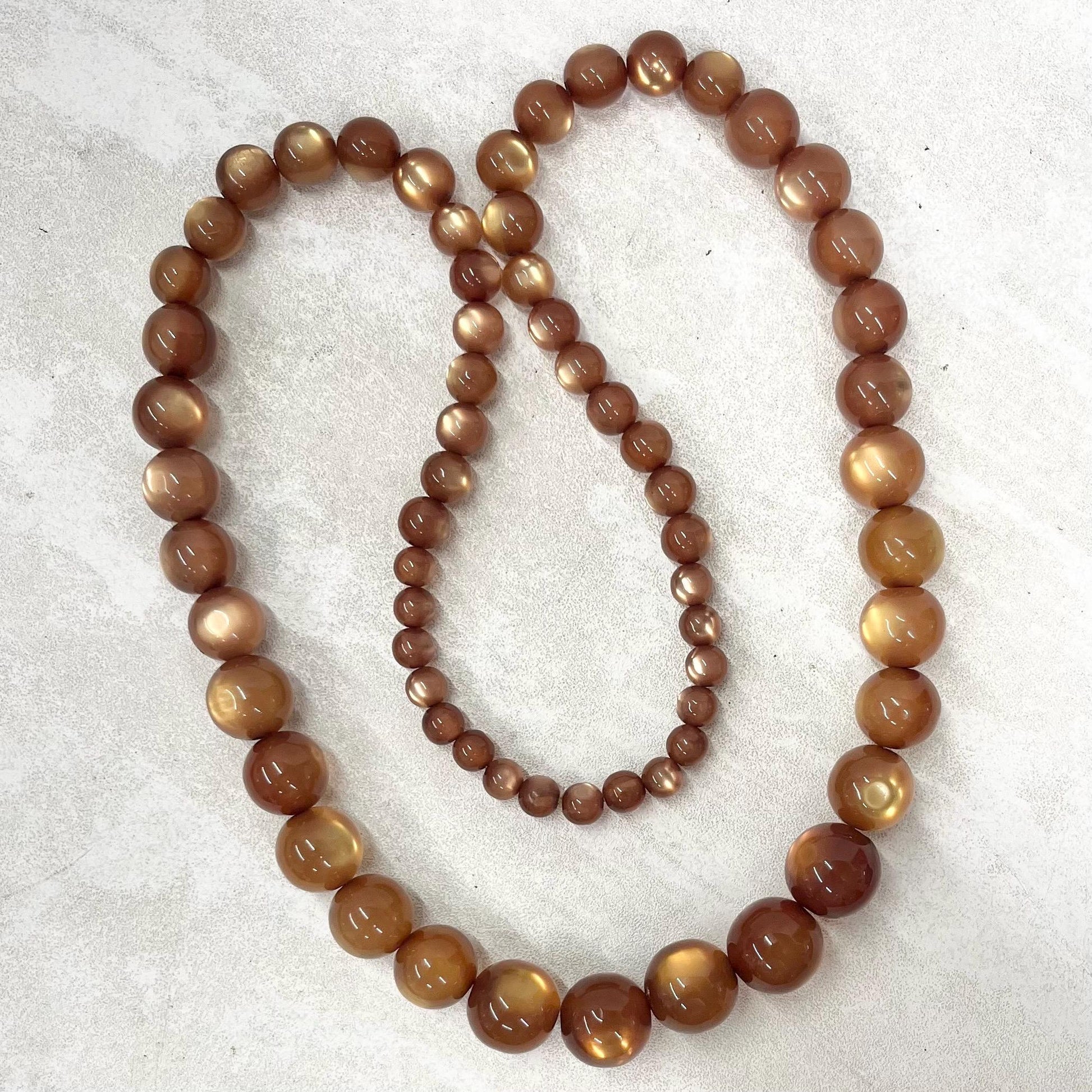 Vintage Chunky Golden Topaz Colour Cats Eye Style Early Acrylic Bead Necklace Statement Piece Vintage 28” Long MillyOliverVintage