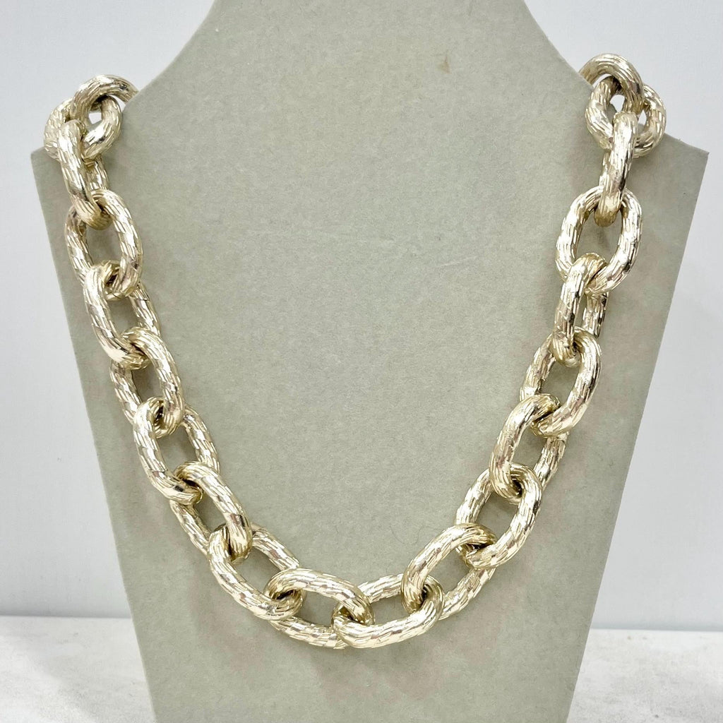 Vintage Chunky Light Gold Tone Textured Belcher Chain Necklace 1980’s Statement Chain MillyOliverVintage