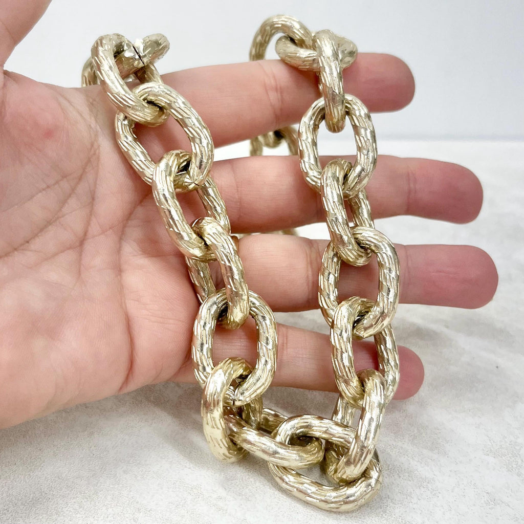 Vintage Chunky Light Gold Tone Textured Belcher Chain Necklace 1980’s Statement Chain MillyOliverVintage