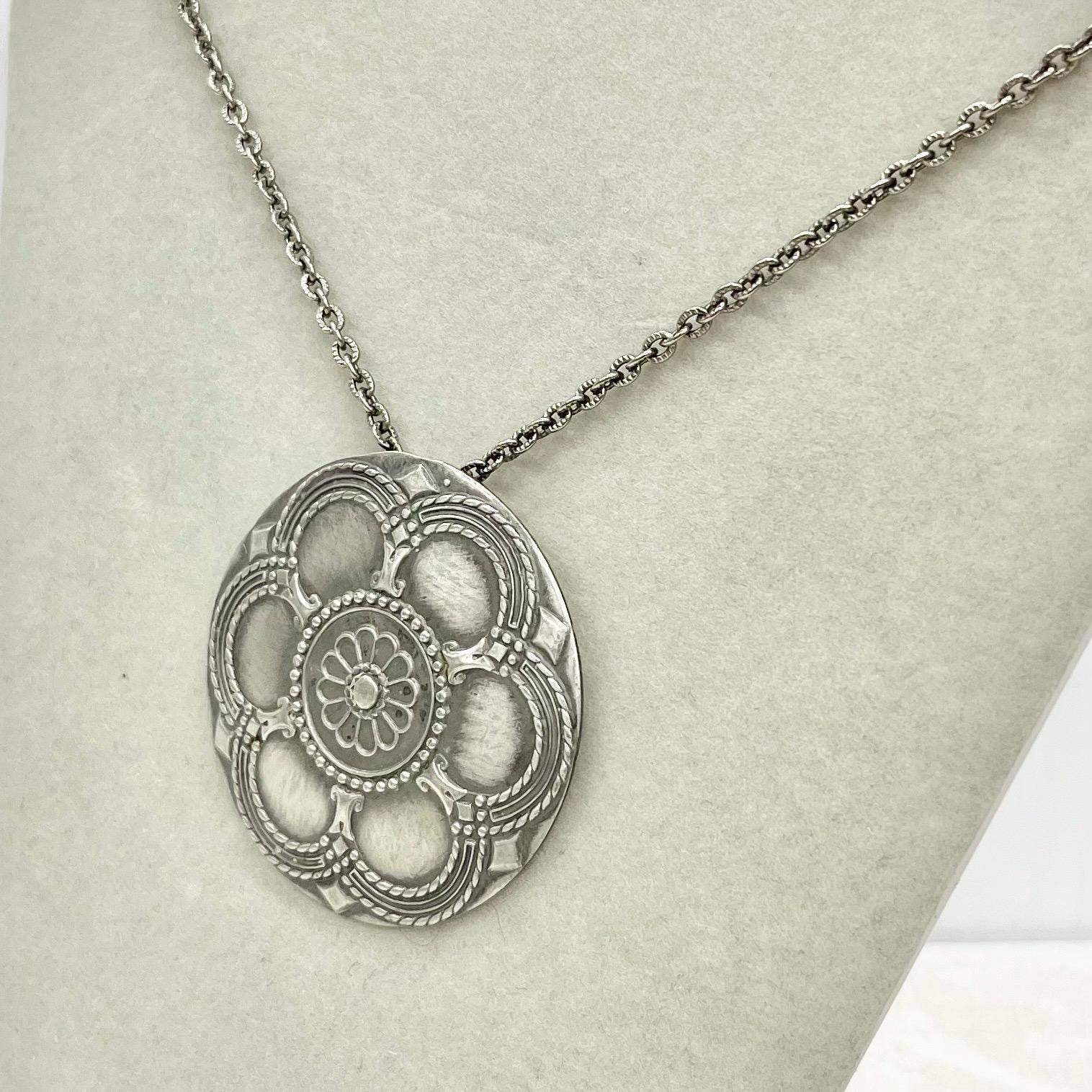 Vintage 1970’s Norway Pewter Celtic Style Pendant Necklace with a 20” Curb Chain MillyOliverVintage