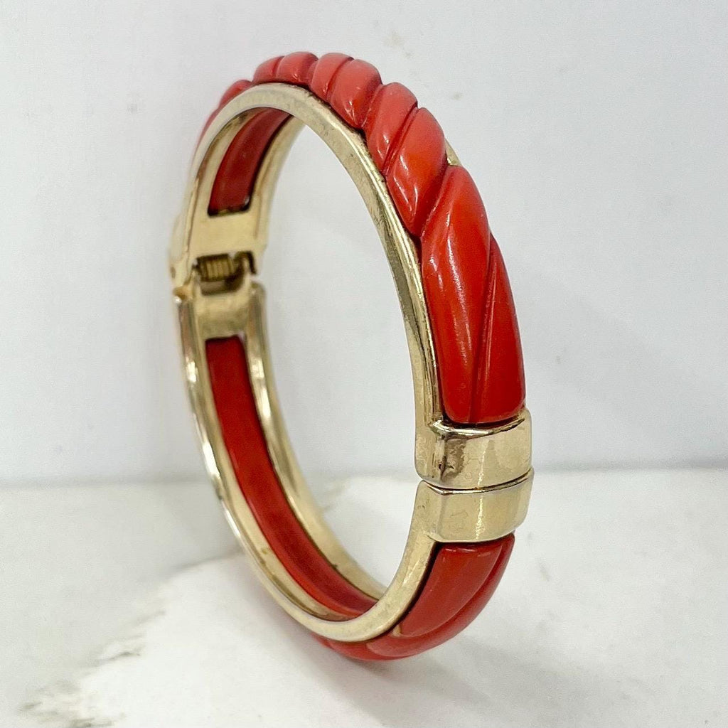 Vintage Gold Tone 1970’s 1980’s Orange Bangle Costume Jewellery MillyOliverVintage