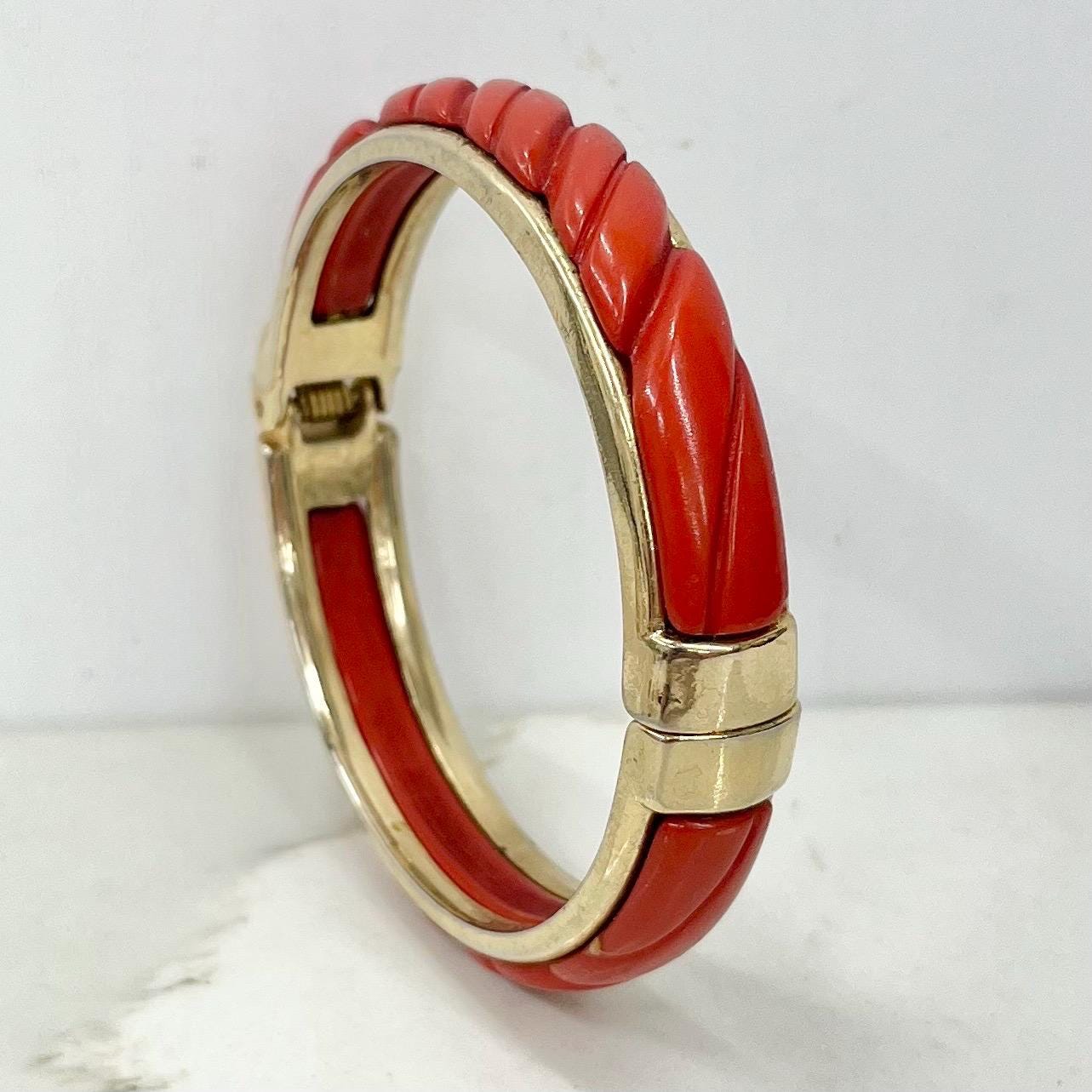 Vintage Gold Tone 1970’s 1980’s Orange Bangle Costume Jewellery MillyOliverVintage