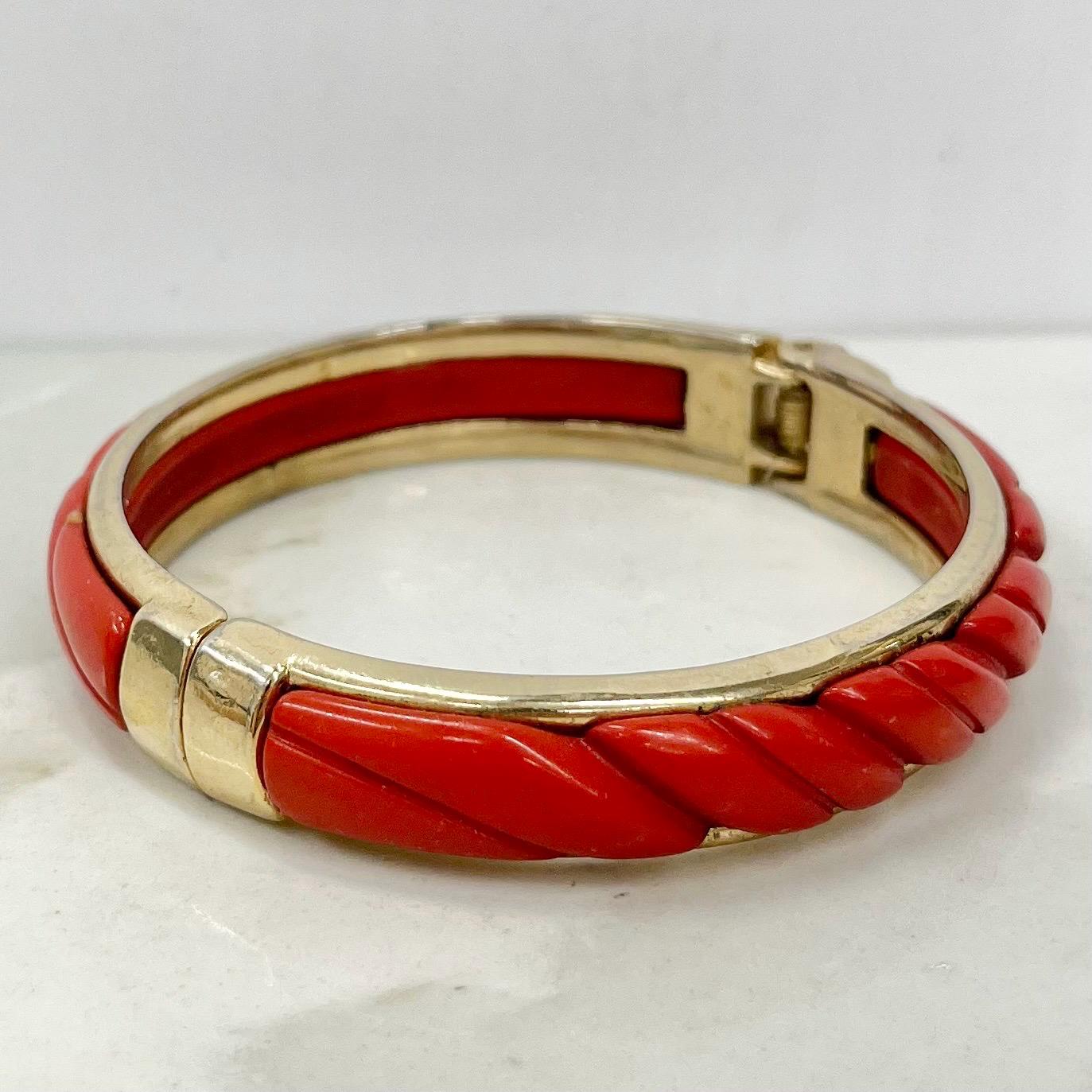 Vintage Gold Tone 1970’s 1980’s Orange Bangle Costume Jewellery MillyOliverVintage