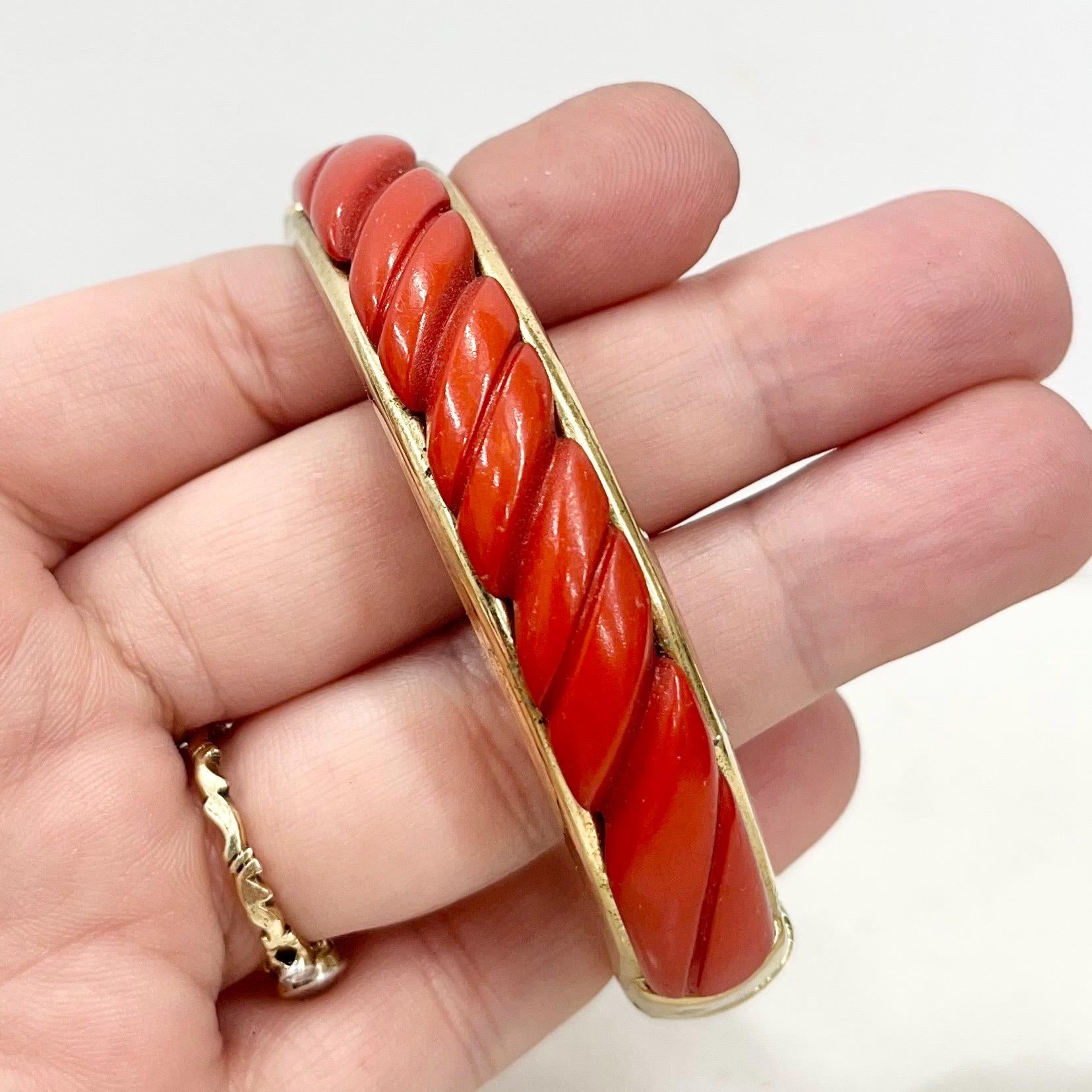 Vintage Gold Tone 1970’s 1980’s Orange Bangle Costume Jewellery MillyOliverVintage