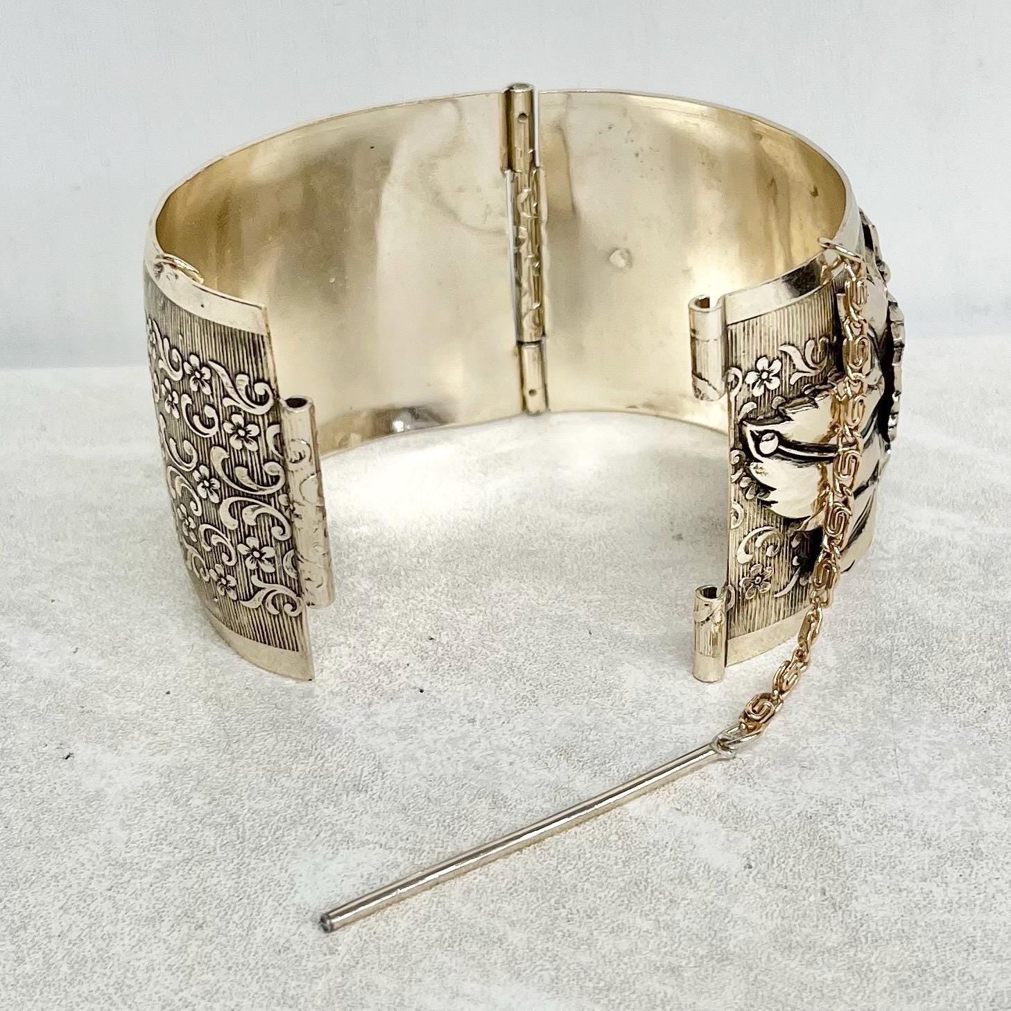 Wide Cuff Bracelet - Vintage 1970’s 1980’s Gold Tone Floral Wide Bangle MillyOliverVintage